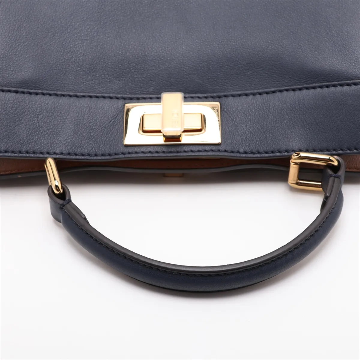 Peekaboo I.U Small Leather 2-Way Handbag, Navy, 8BN327 — view 5