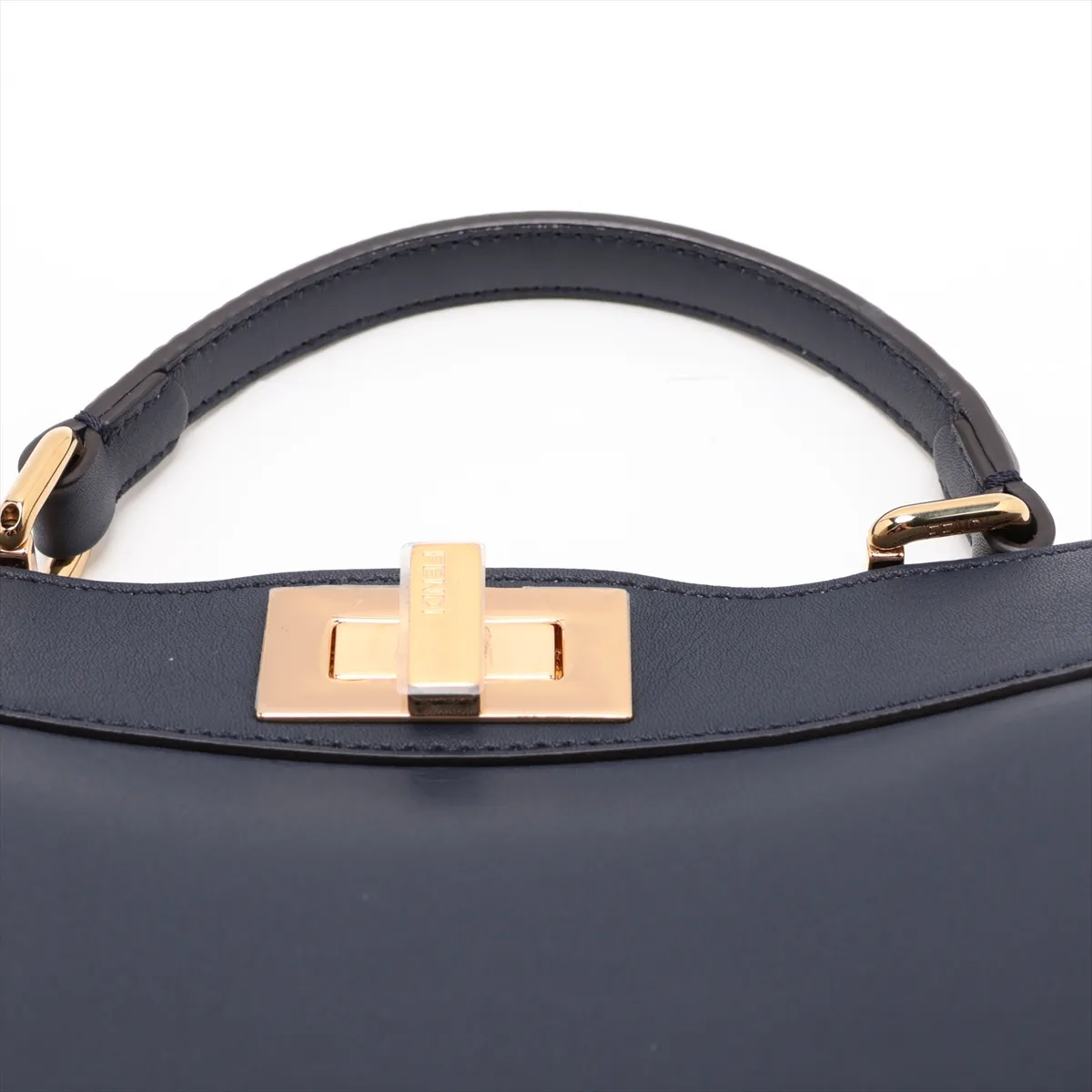 Peekaboo I.U Small Leather 2-Way Handbag, Navy, 8BN327 — view 6
