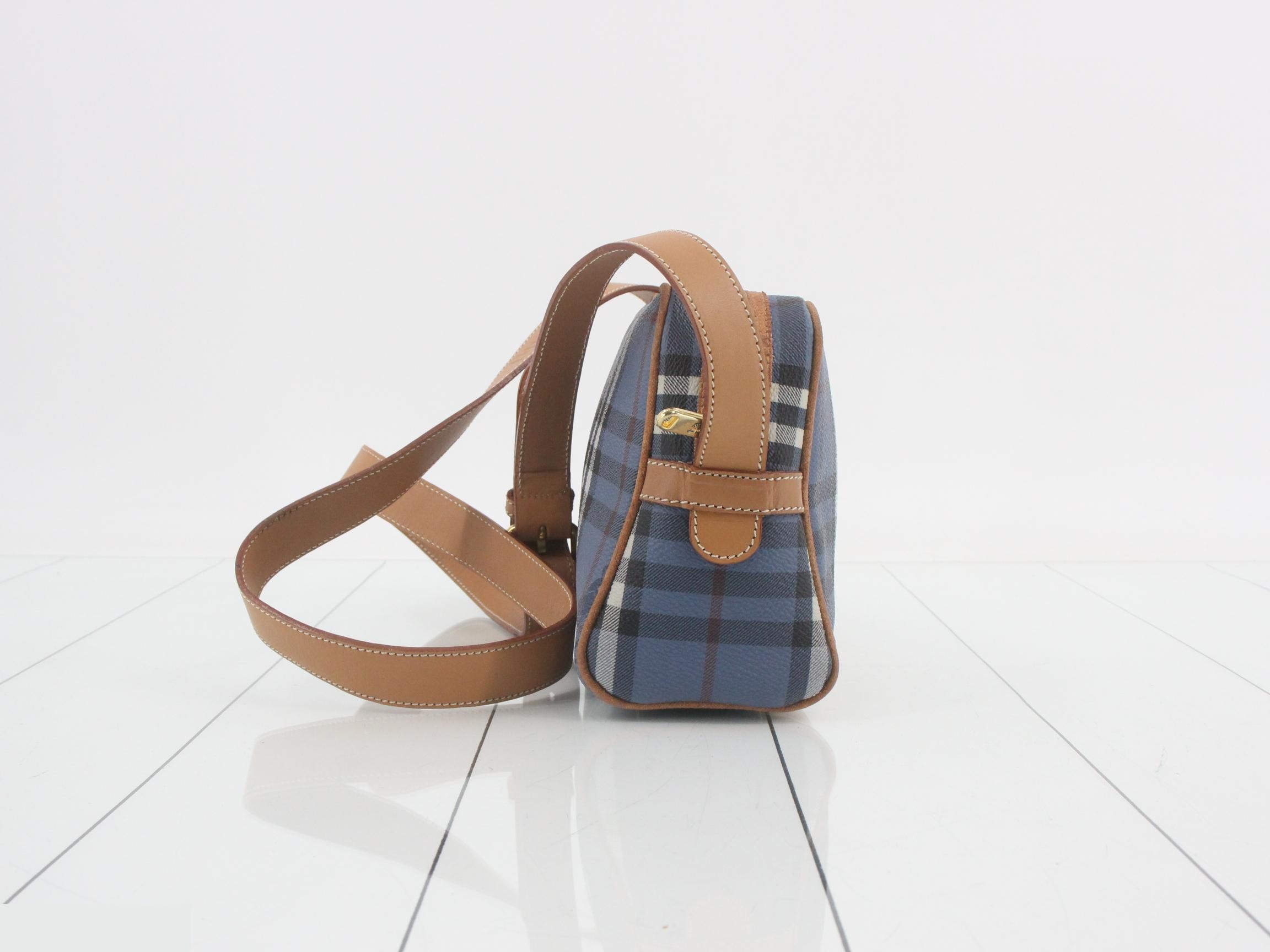 women's shoulder bag, blue, small, leather, crossbody style. — view 4