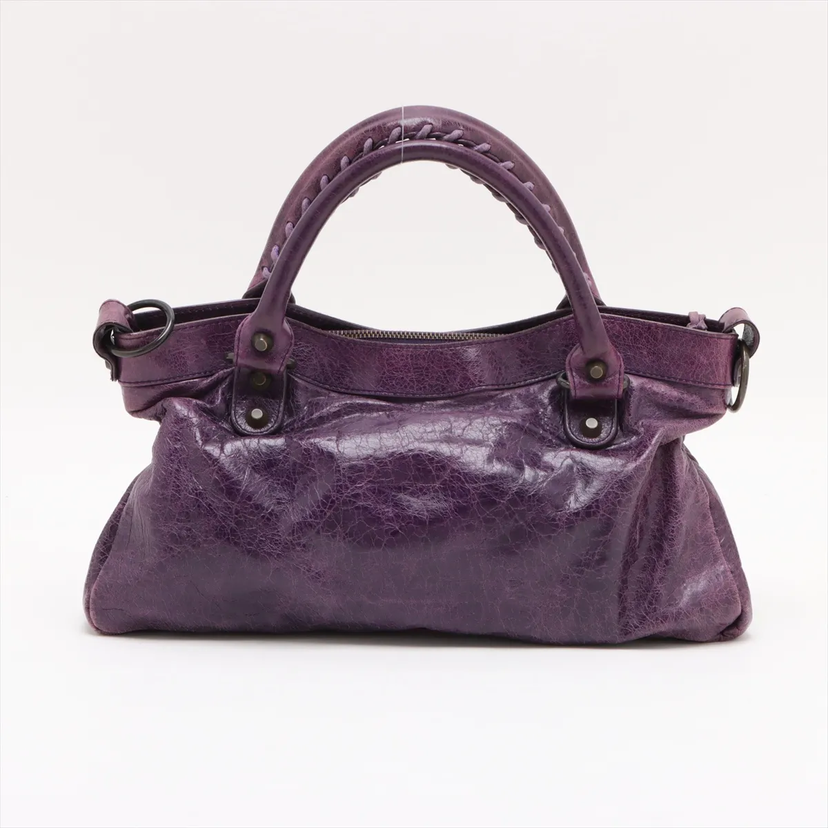 The First Leather 2WAY Handbag Purple 103208 with Mirror — view 2