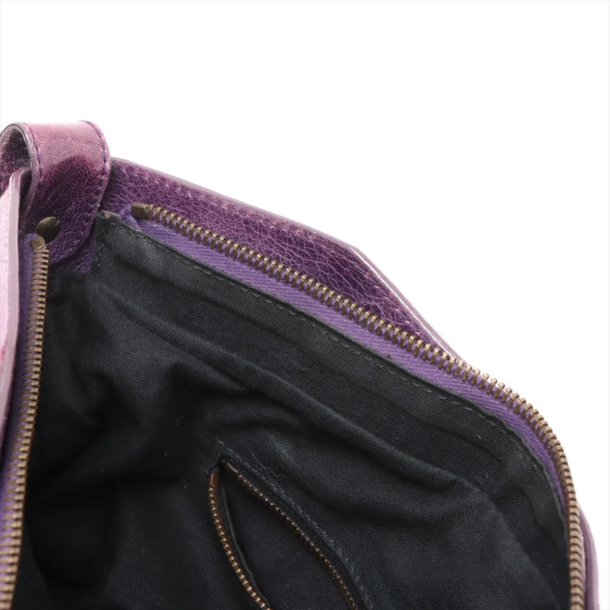 The First Leather 2WAY Handbag Purple 103208 with Mirror — view 12