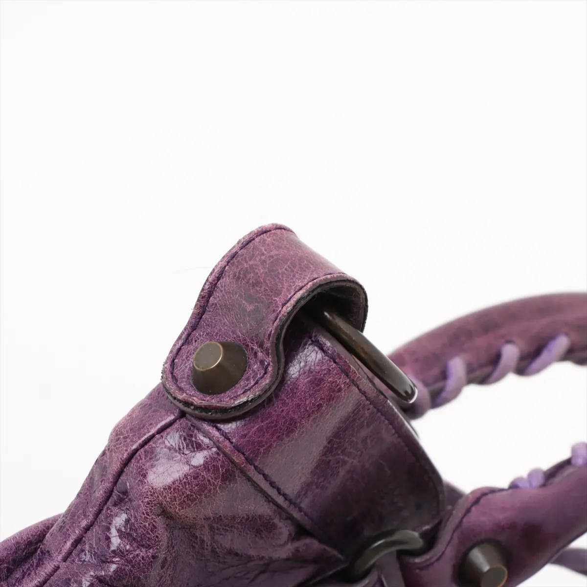 The First Leather 2WAY Handbag Purple 103208 with Mirror — view 14