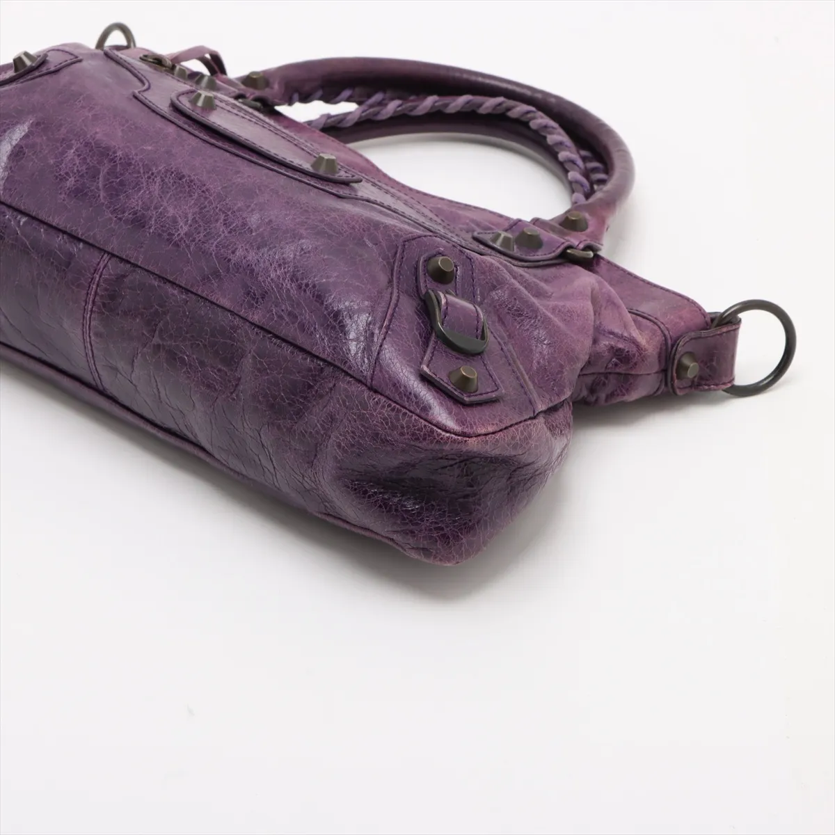 The First Leather 2WAY Handbag Purple 103208 with Mirror — view 3