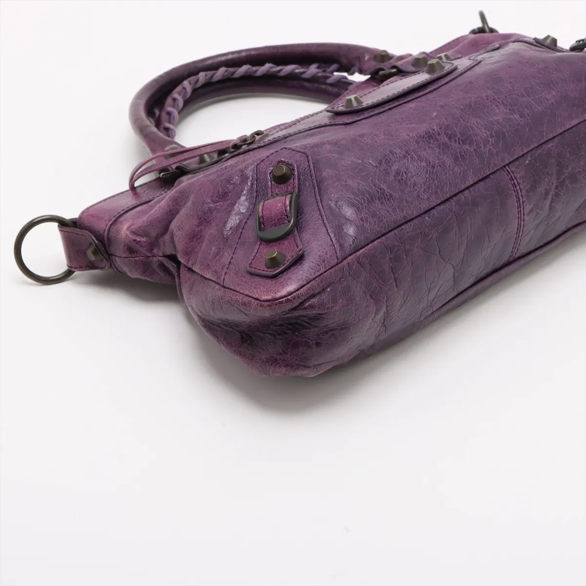 The First Leather 2WAY Handbag Purple 103208 with Mirror — view 4