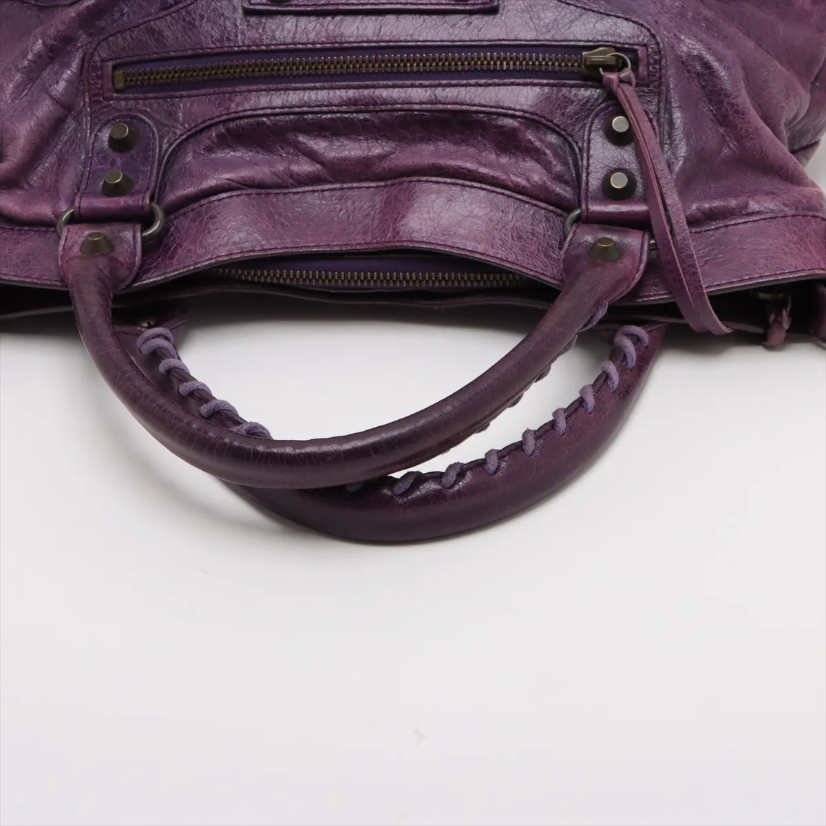 The First Leather 2WAY Handbag Purple 103208 with Mirror — view 5