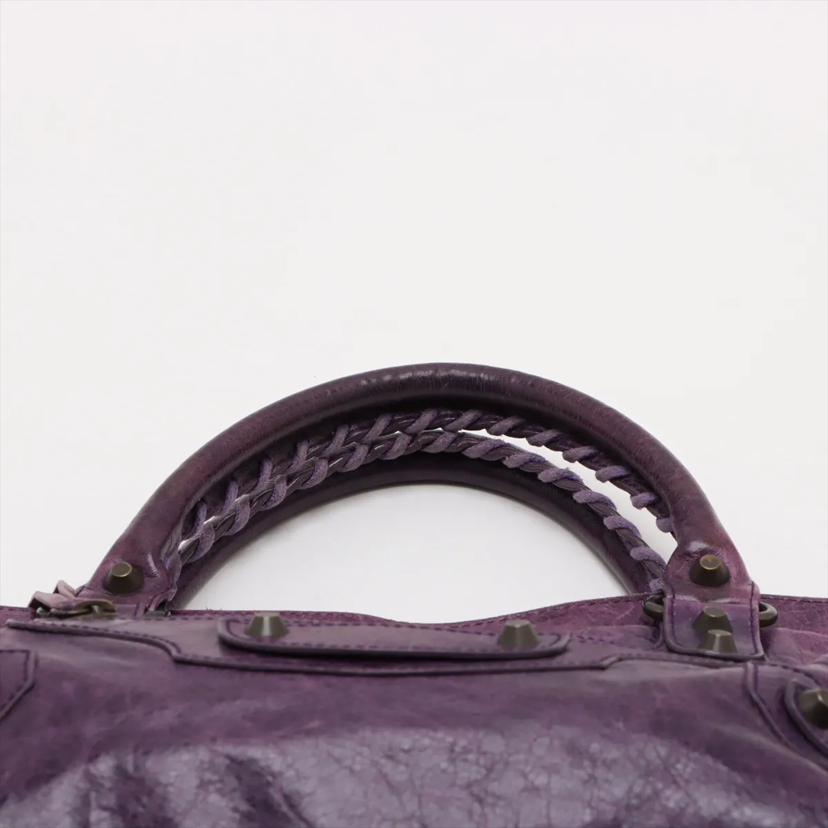 The First Leather 2WAY Handbag Purple 103208 with Mirror — view 6