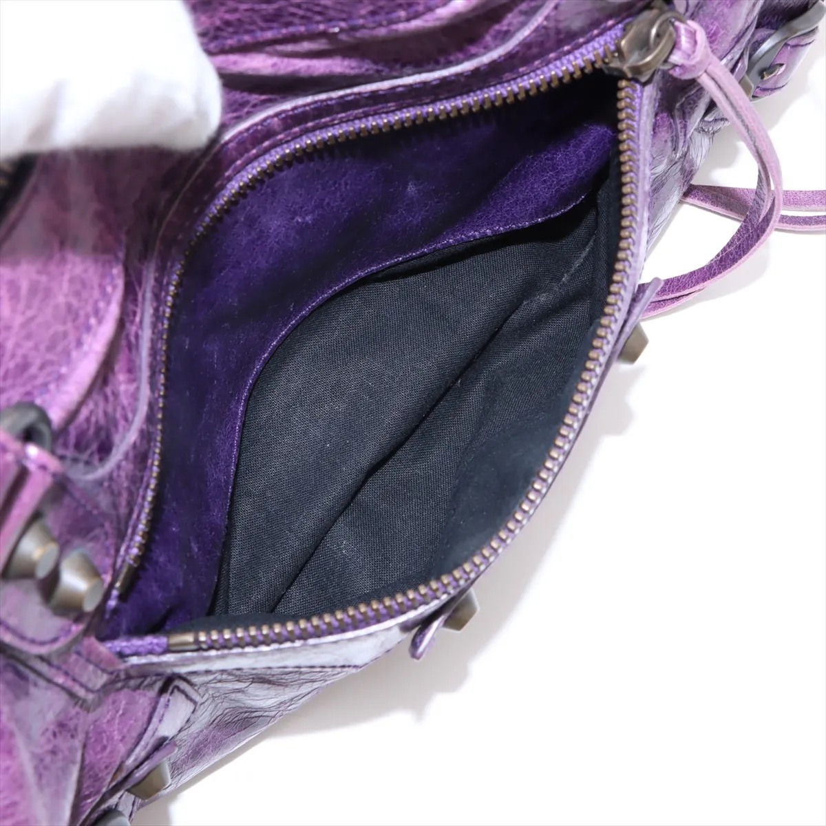 The First Leather 2WAY Handbag Purple 103208 with Mirror — view 10
