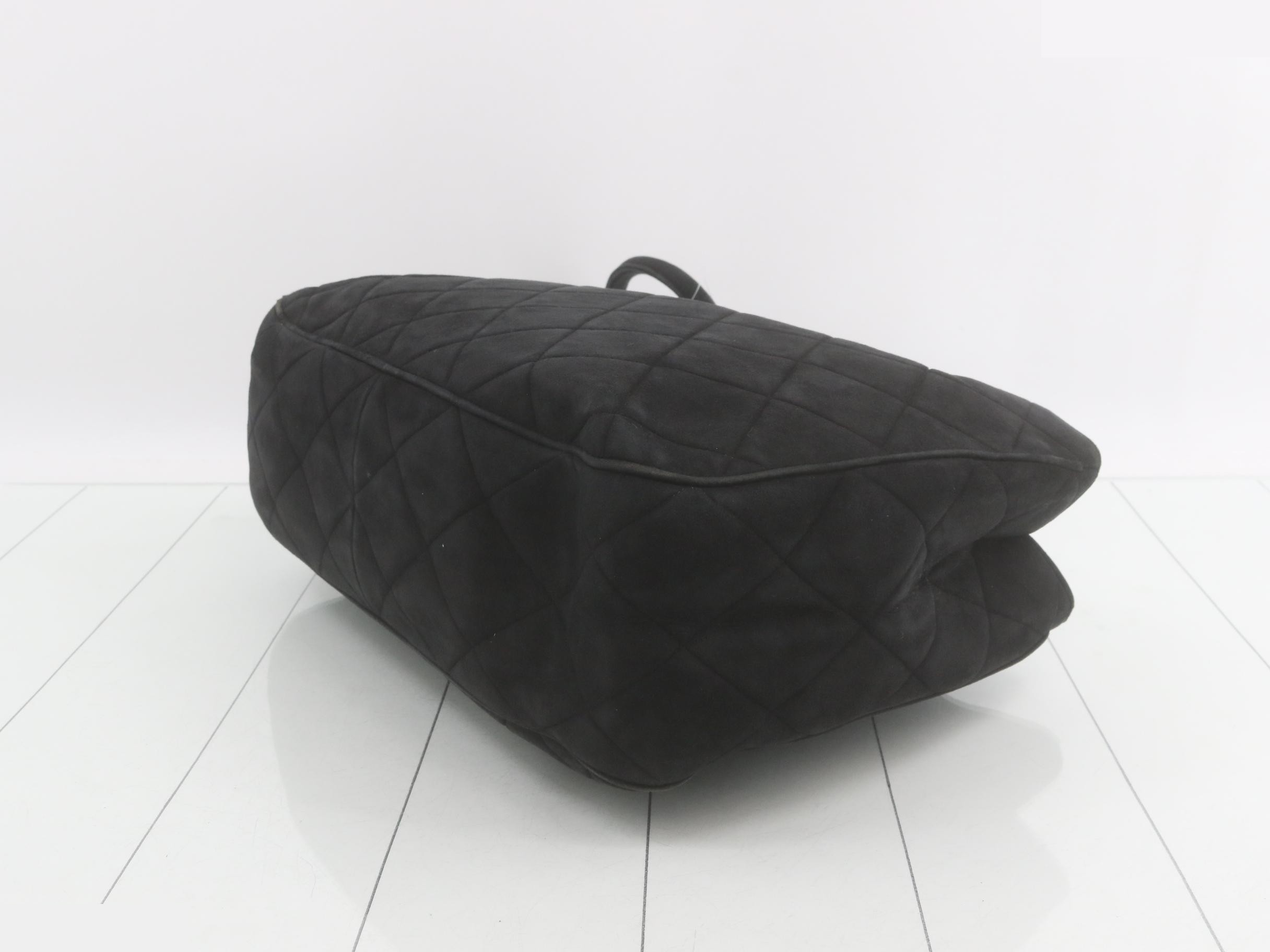 Matelassé tote bag, black suede — view 6