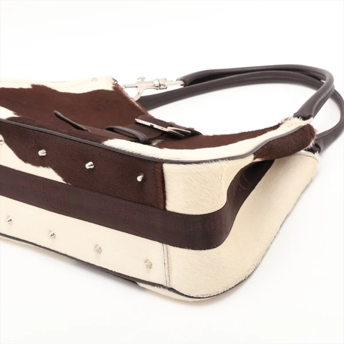 Hardcore Dragon Hardcore Automatic Calf Hair x Leather Shoulder Bag White x Brown — view 3