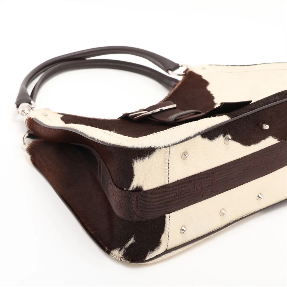 Hardcore Dragon Hardcore Automatic Calf Hair x Leather Shoulder Bag White x Brown — view 4