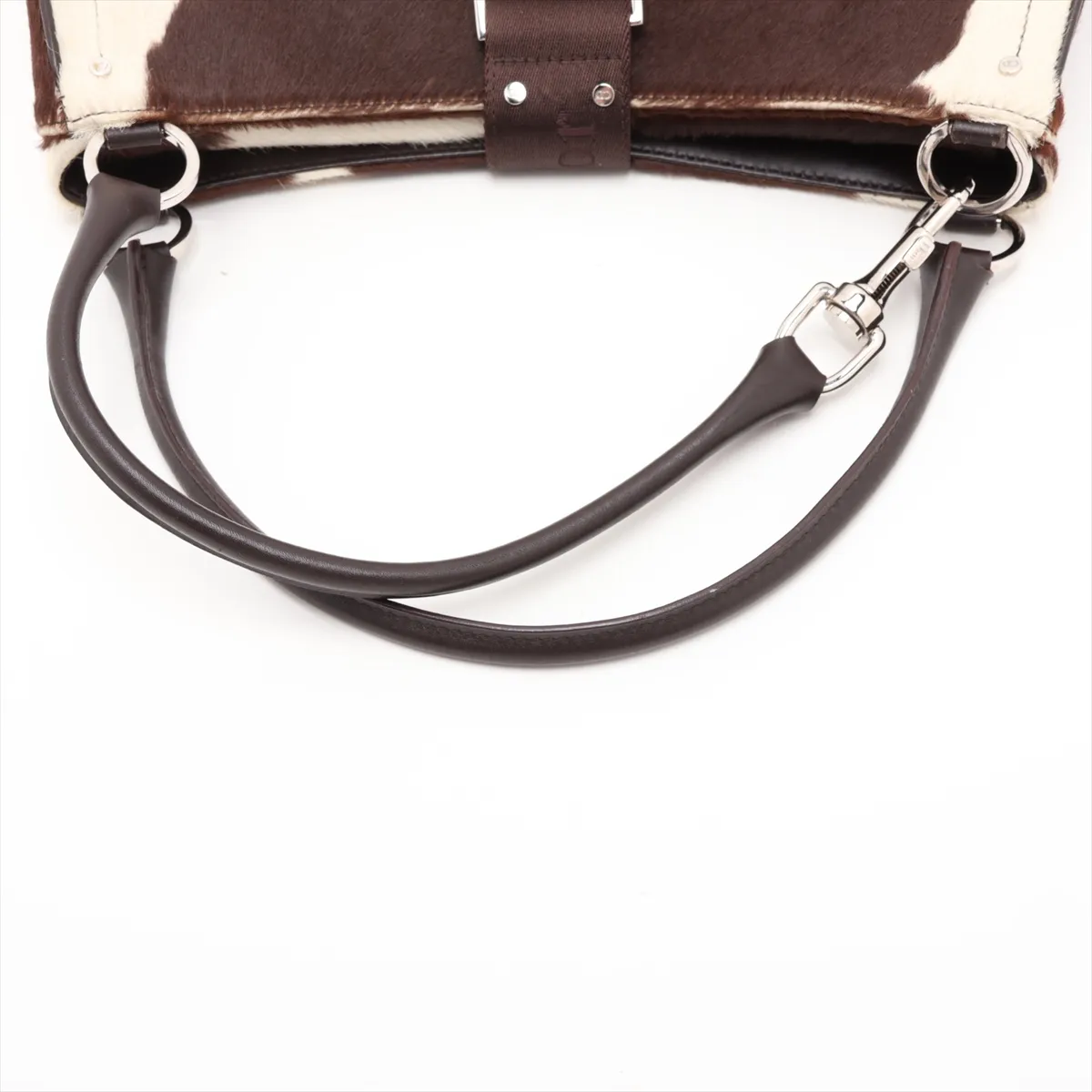 Hardcore Dragon Hardcore Automatic Calf Hair x Leather Shoulder Bag White x Brown — view 5