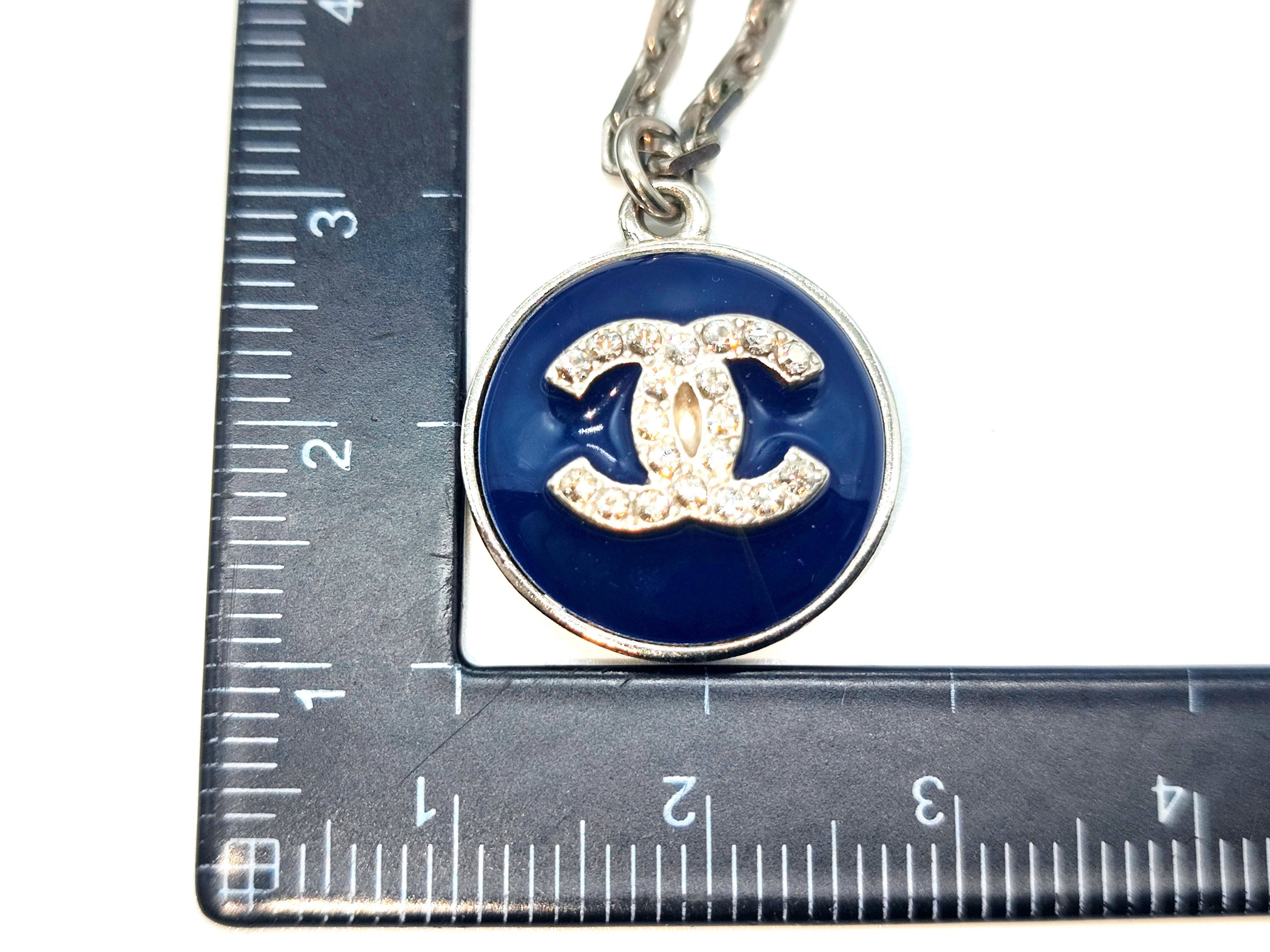 Coco Mark Rhinestone Blue Stone Necklace 19A — view 3