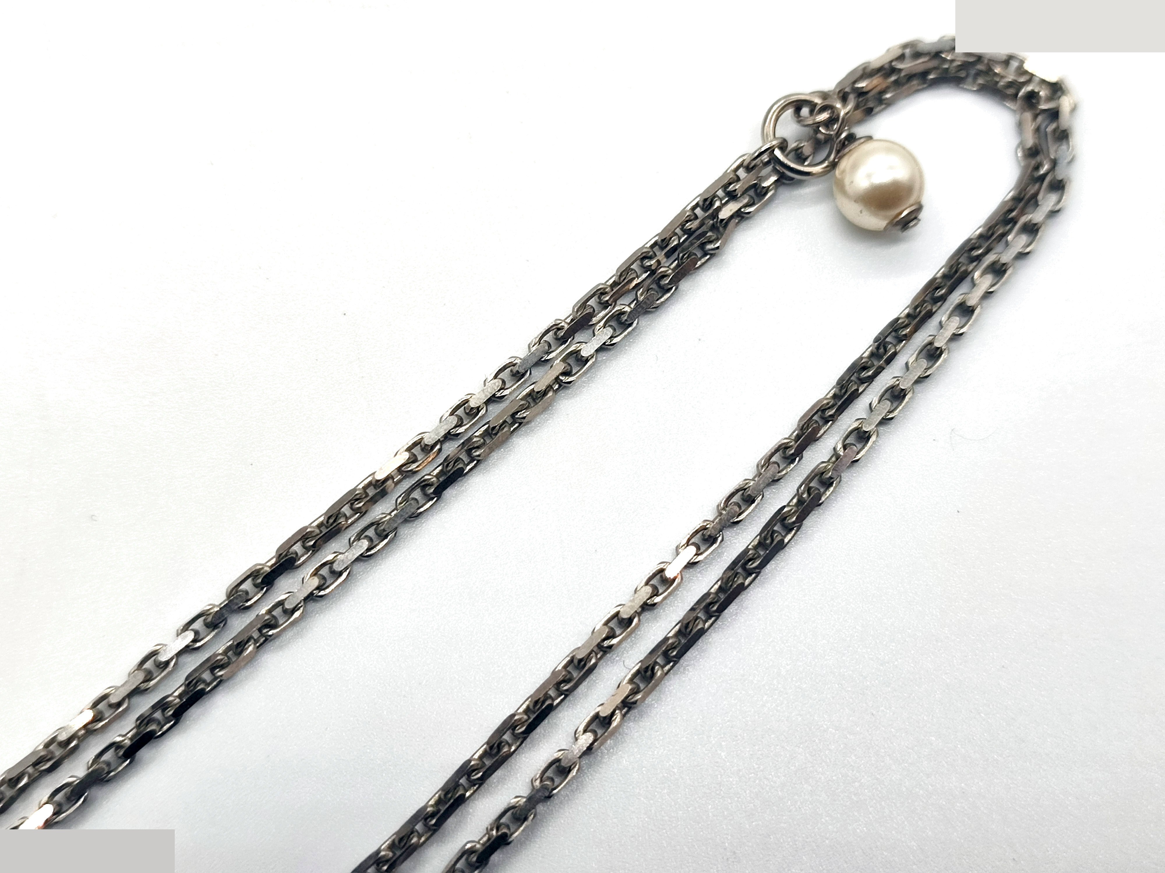 Coco Mark Rhinestone Blue Stone Necklace 19A — view 6