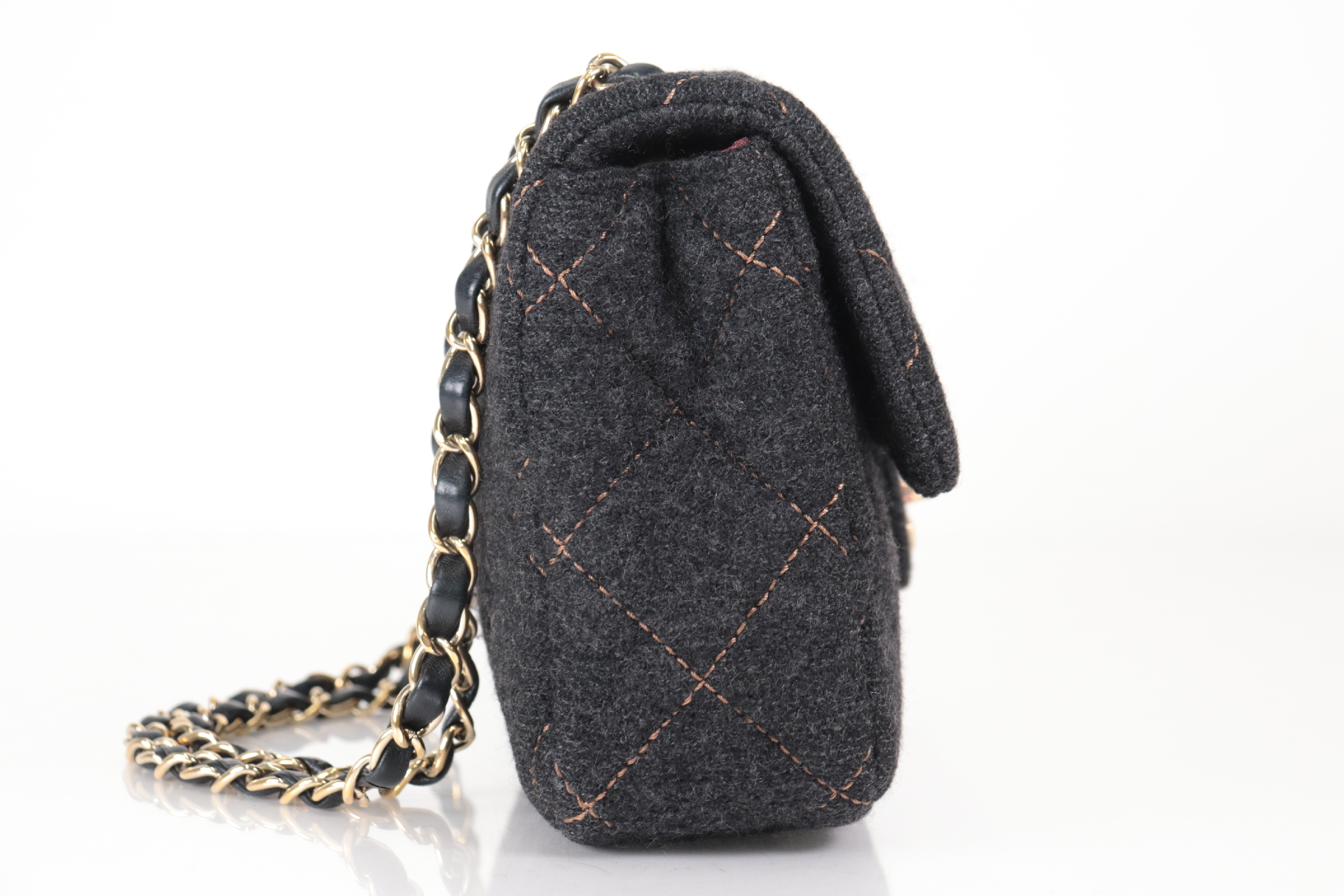 Turnlock Wool Chain Shoulder Bag, Gray, Series 10 (Shoulder Bag) — view 5