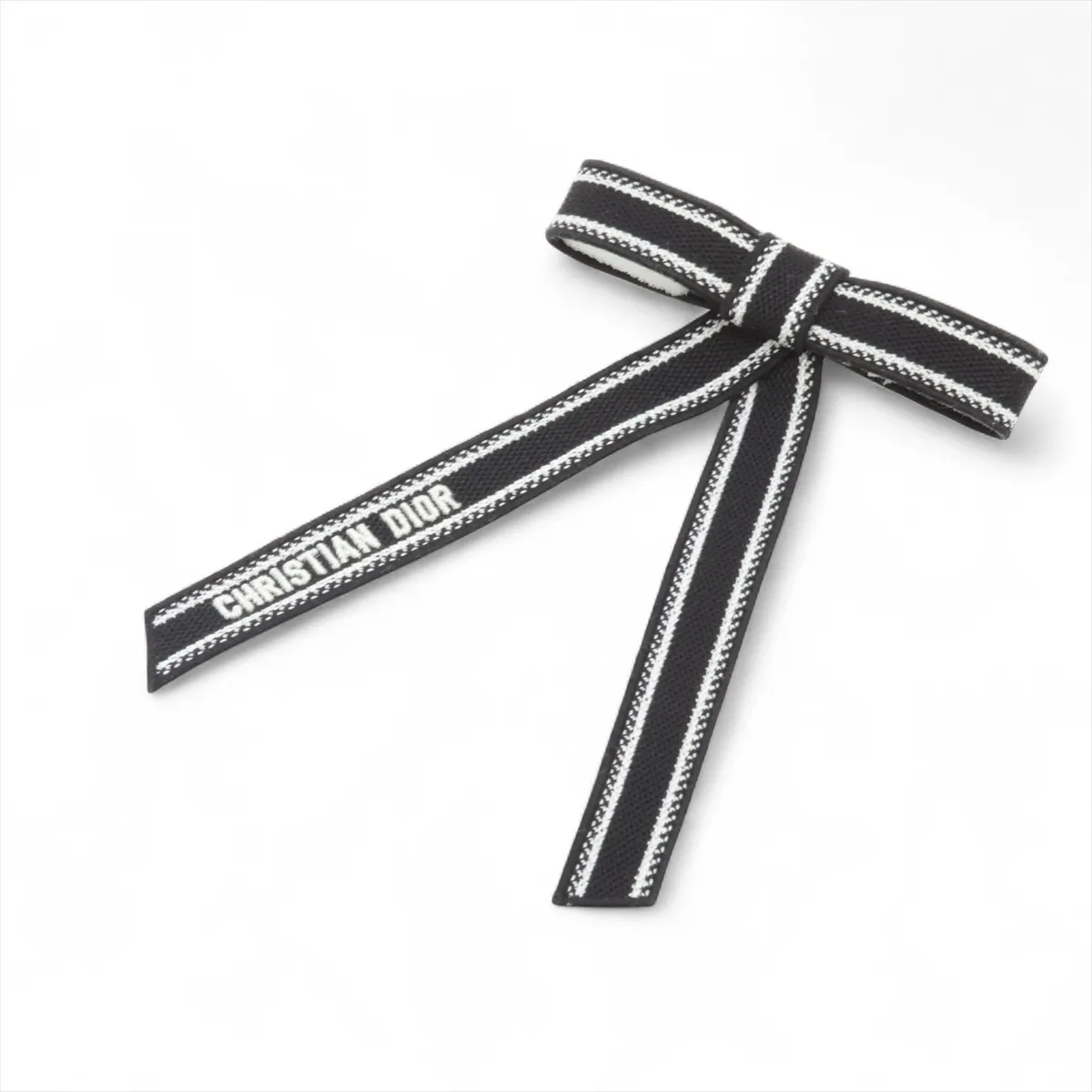 embroidered barrette, cotton, black x white, some wear,