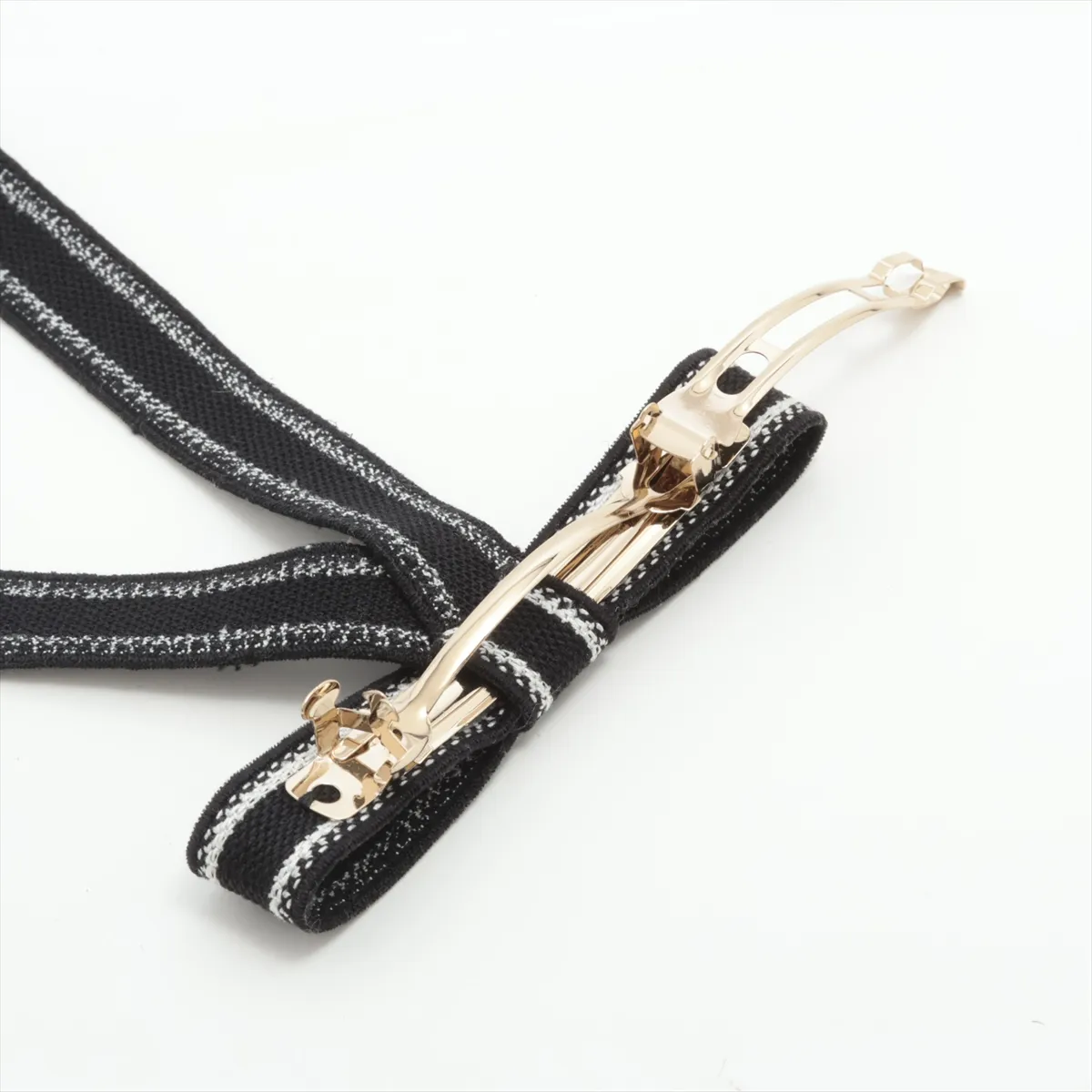 embroidered barrette, cotton, black x white, some wear, — view 3