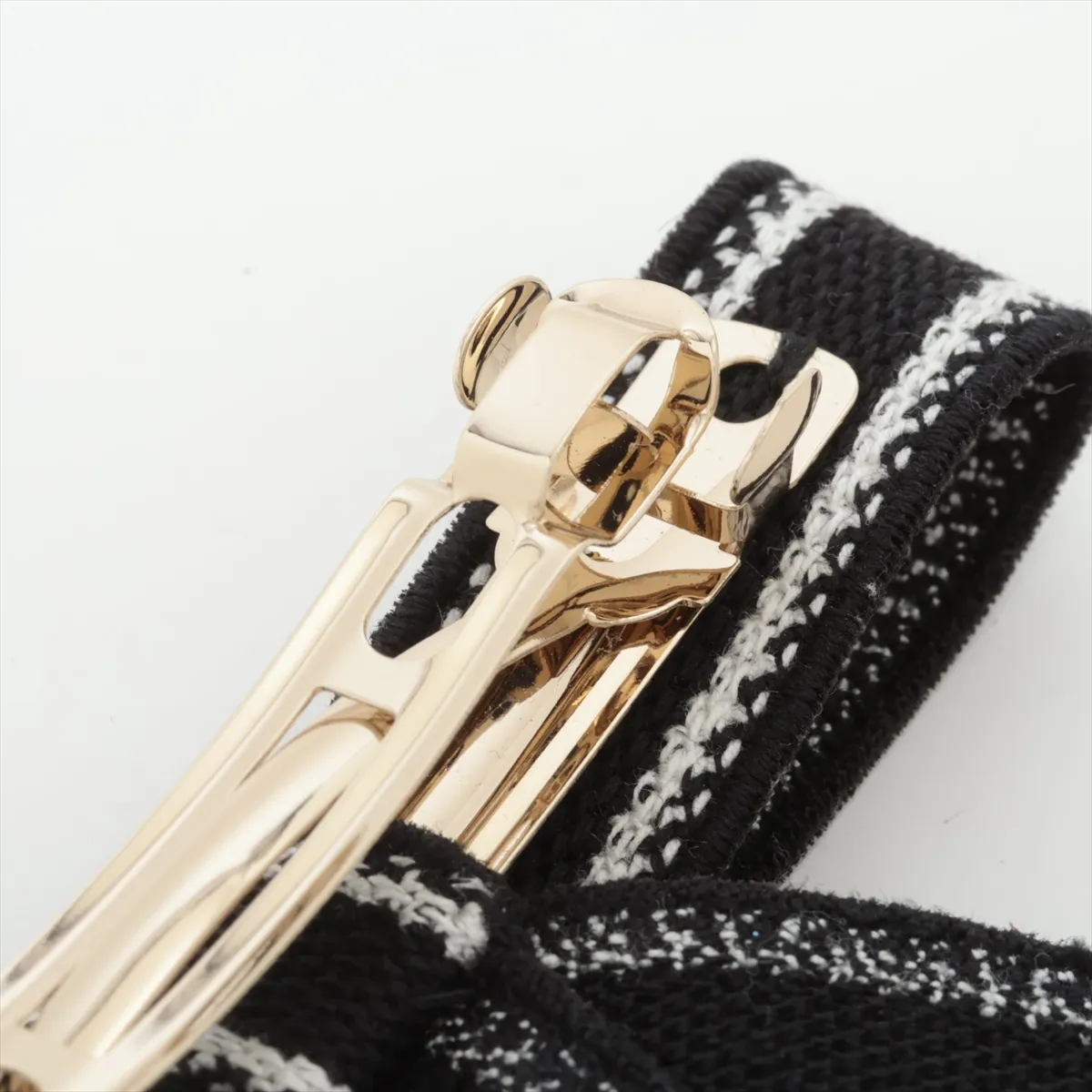 embroidered barrette, cotton, black x white, some wear, — view 4