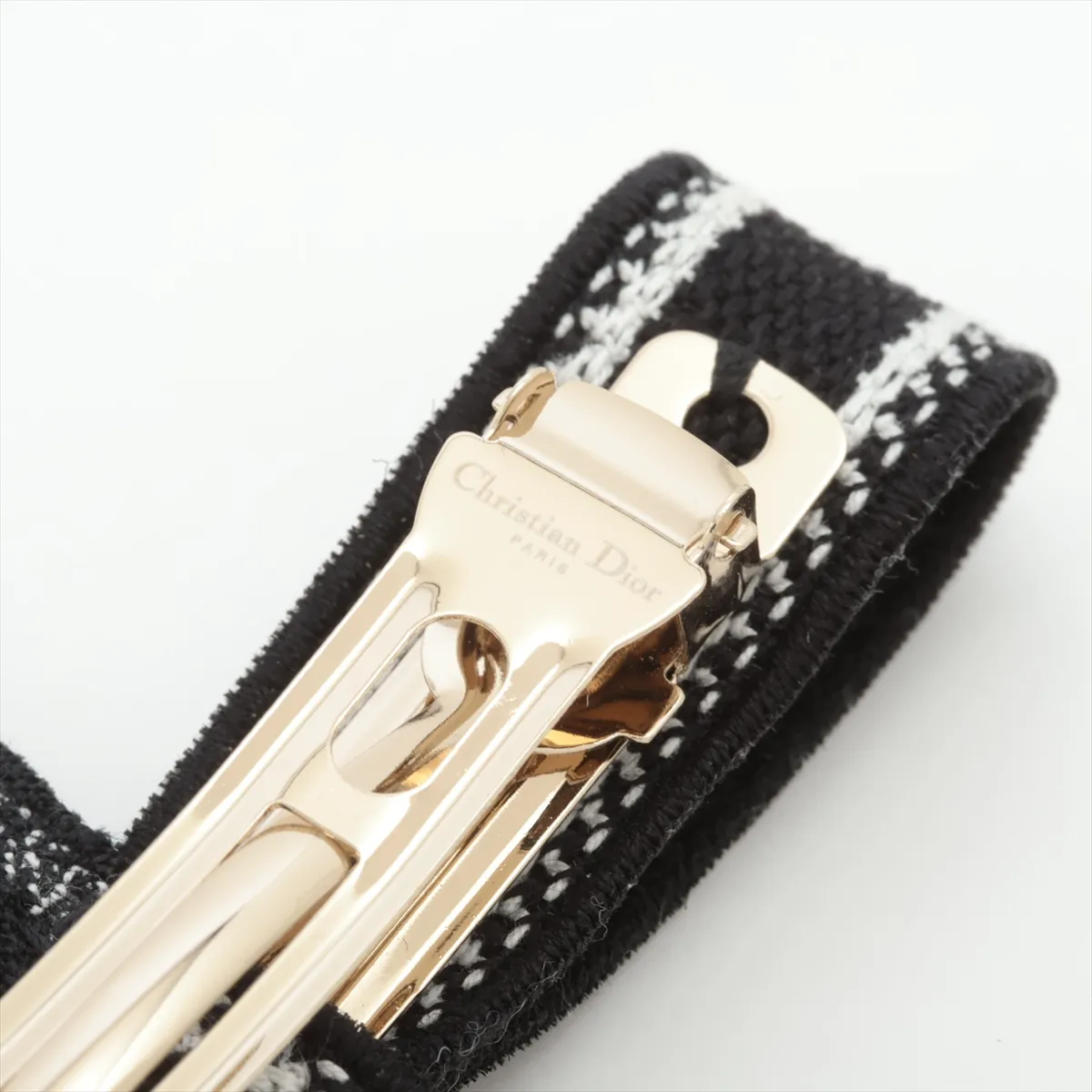 embroidered barrette, cotton, black x white, some wear, — view 5