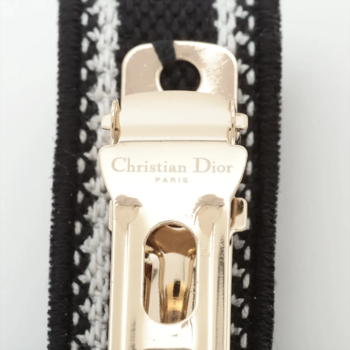 embroidered barrette, cotton, black x white, some wear, — view 6