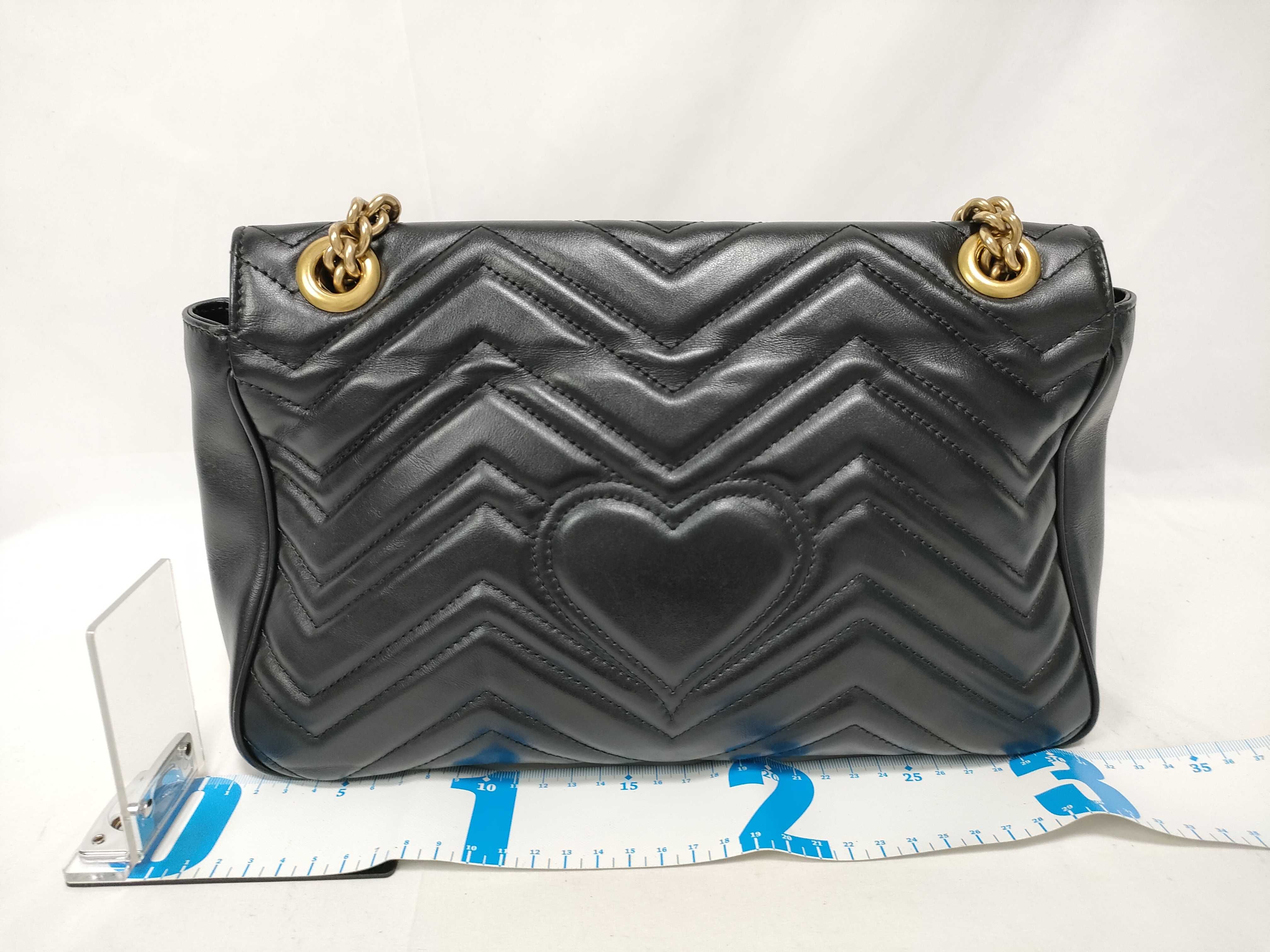 ID- GG Marmont Cowskin Chain Shoulder Bag Black 443496 Shoulder Bag — view 2