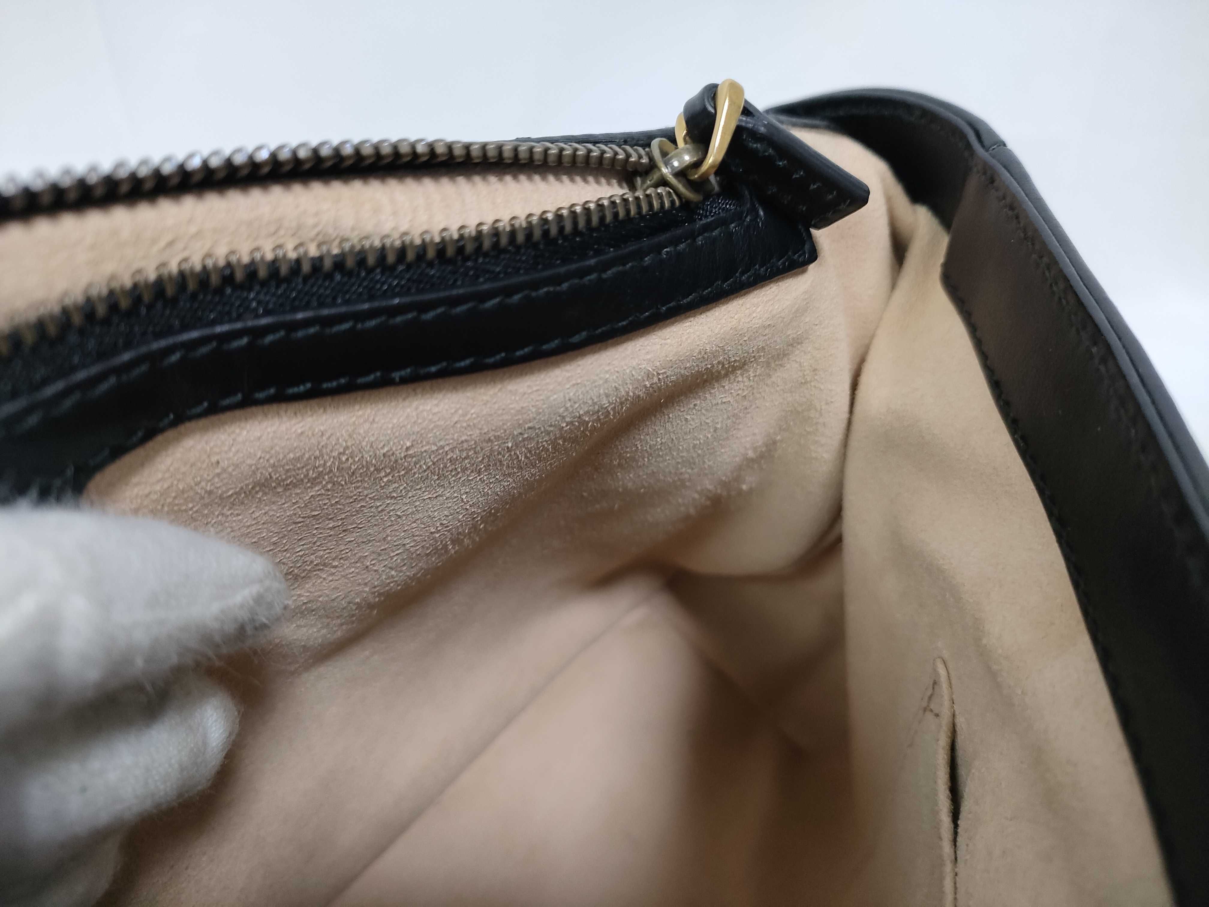 ID- GG Marmont Cowskin Chain Shoulder Bag Black 443496 Shoulder Bag — view 11