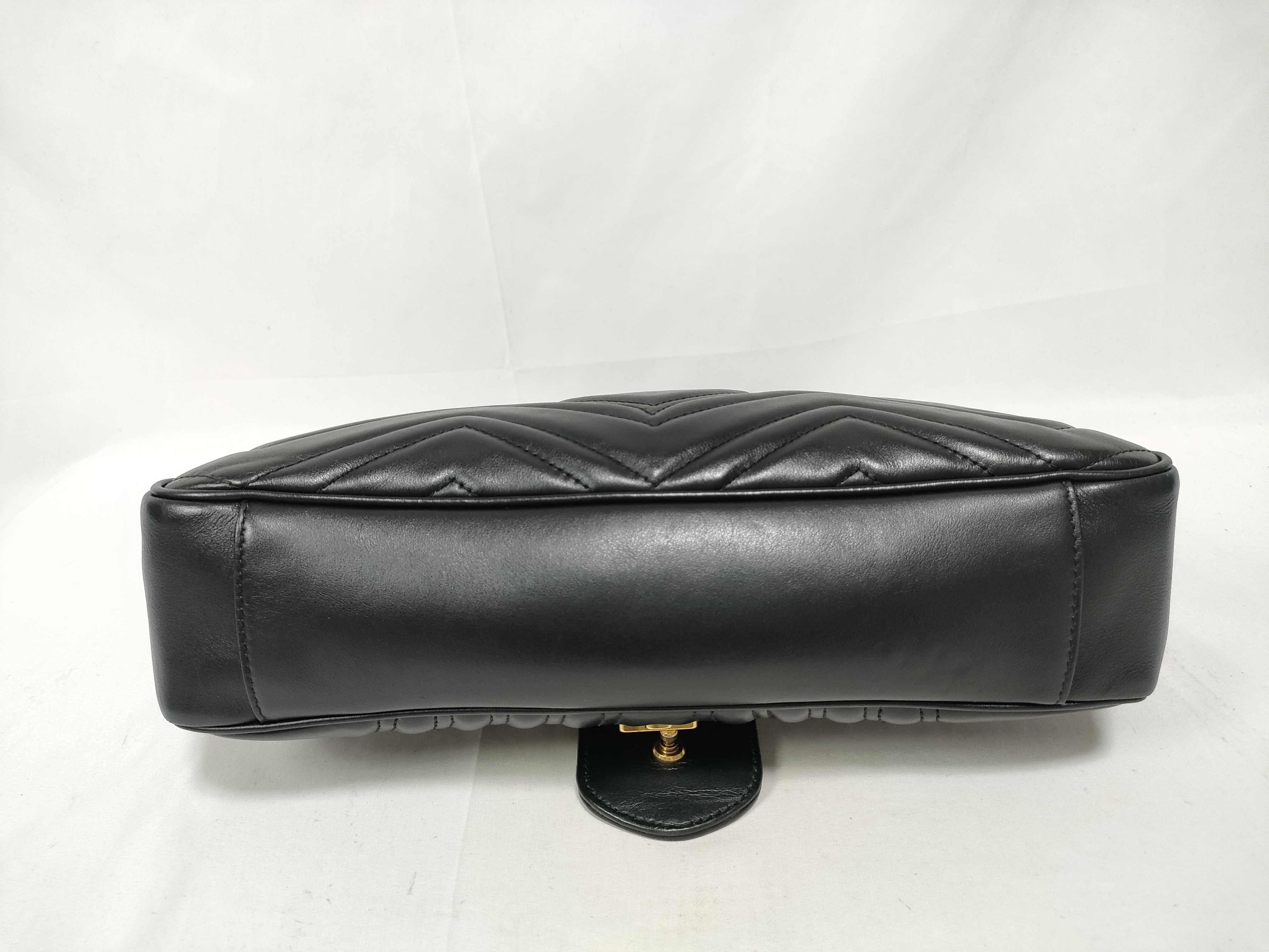 ID- GG Marmont Cowskin Chain Shoulder Bag Black 443496 Shoulder Bag — view 3