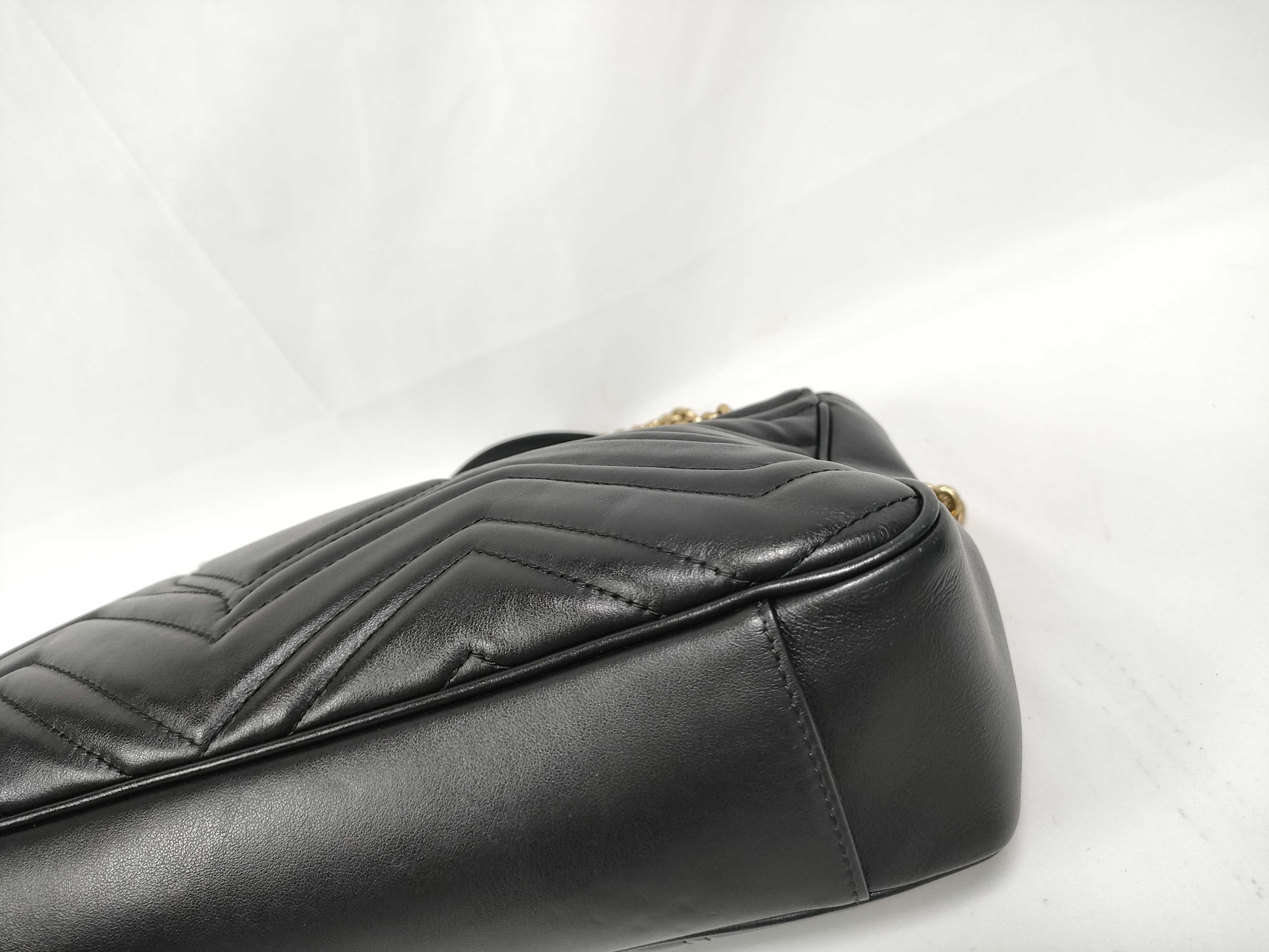 ID- GG Marmont Cowskin Chain Shoulder Bag Black 443496 Shoulder Bag — view 4