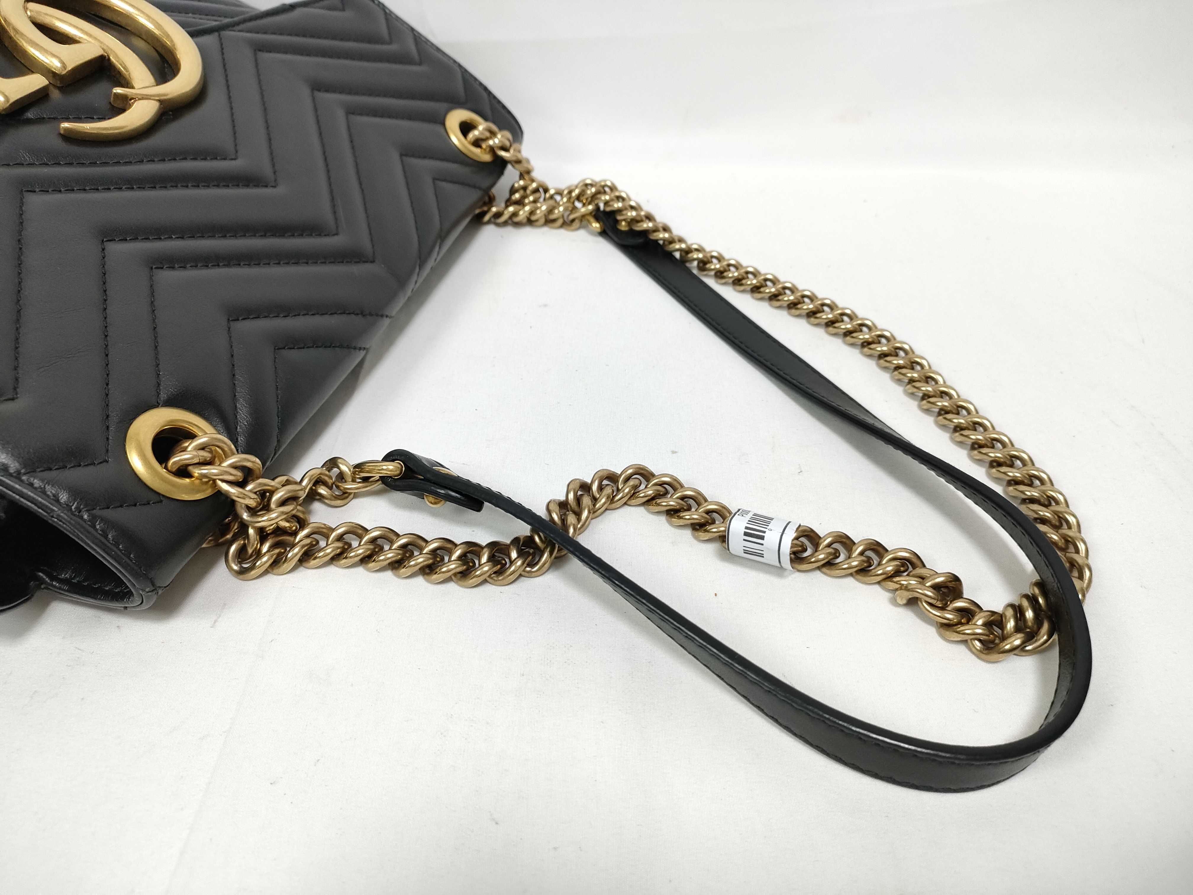 ID- GG Marmont Cowskin Chain Shoulder Bag Black 443496 Shoulder Bag — view 7