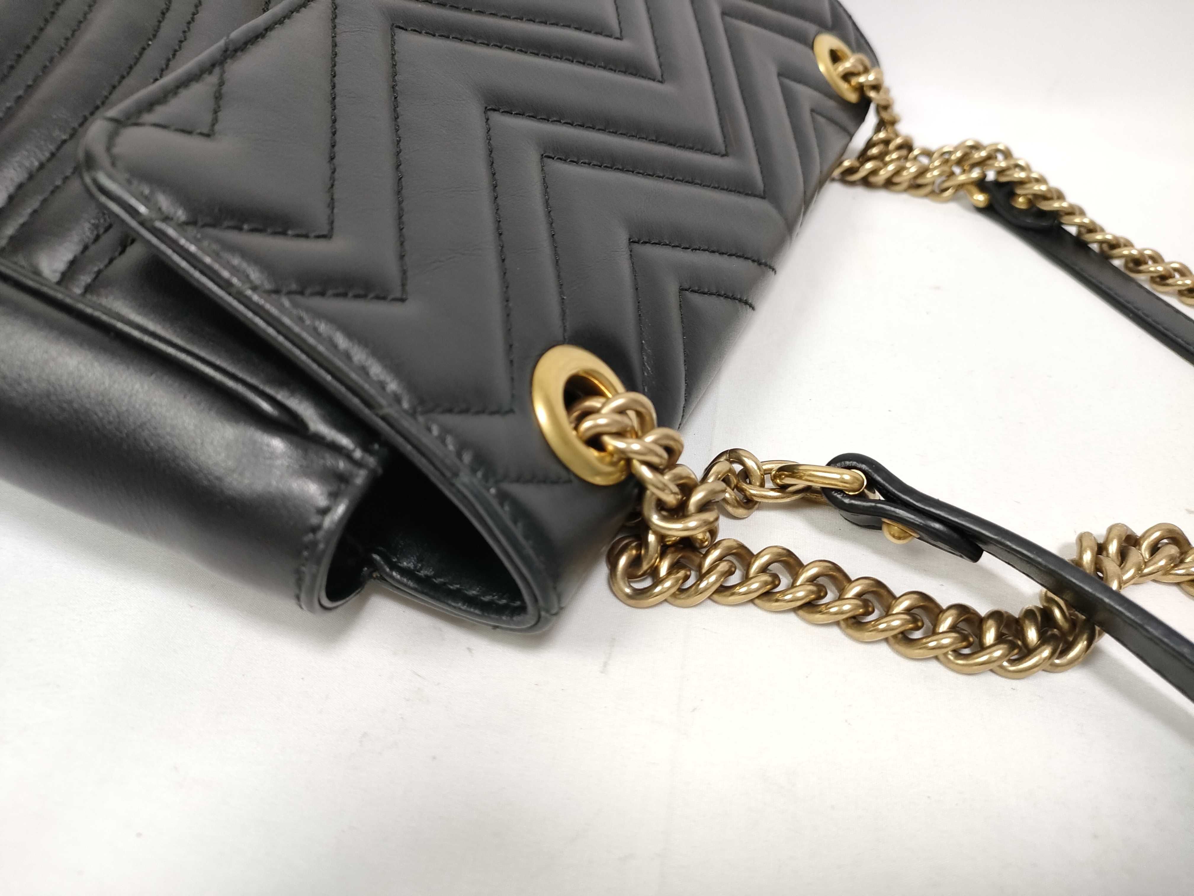 ID- GG Marmont Cowskin Chain Shoulder Bag Black 443496 Shoulder Bag — view 8