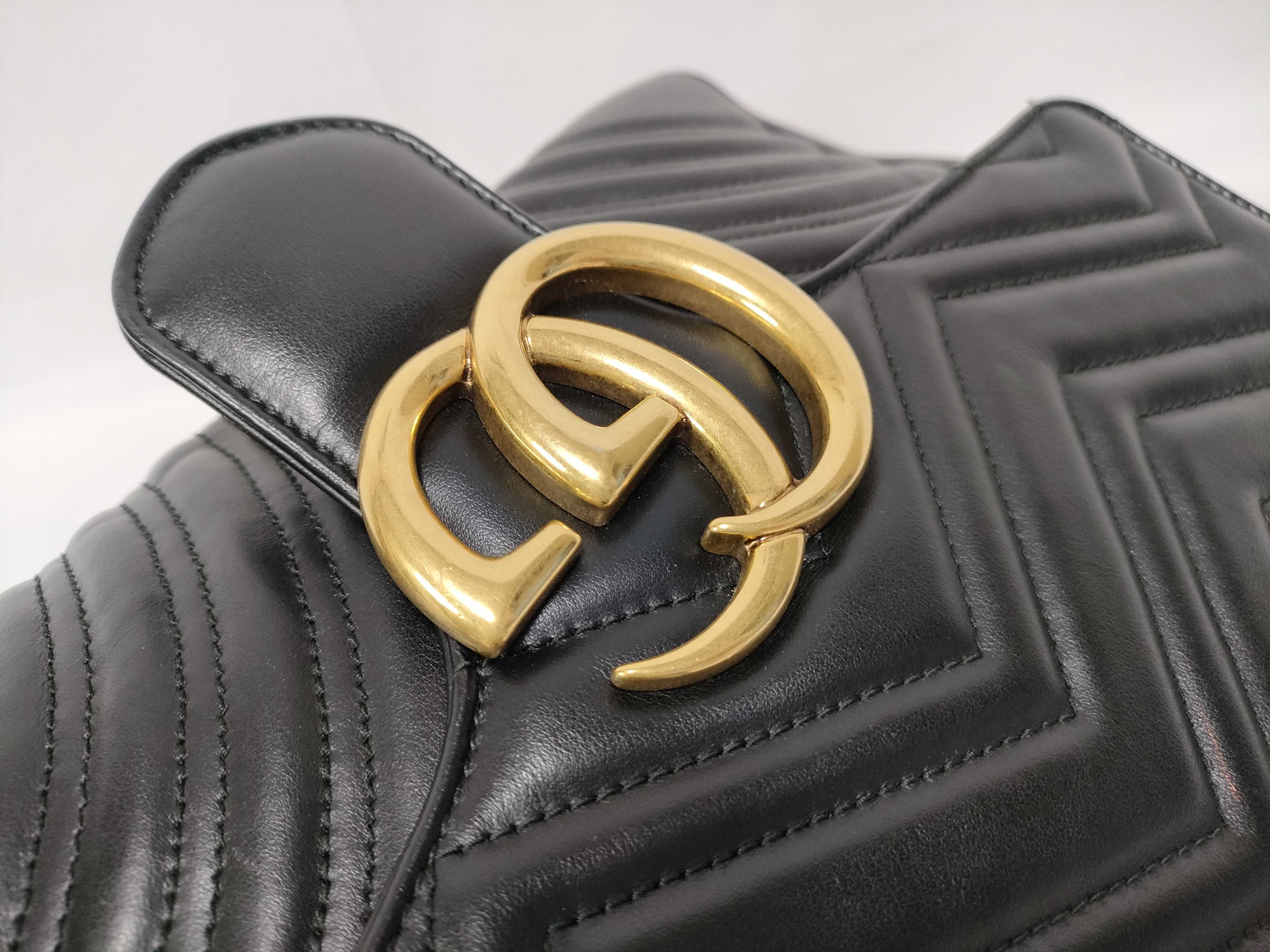 ID- GG Marmont Cowskin Chain Shoulder Bag Black 443496 Shoulder Bag — view 9