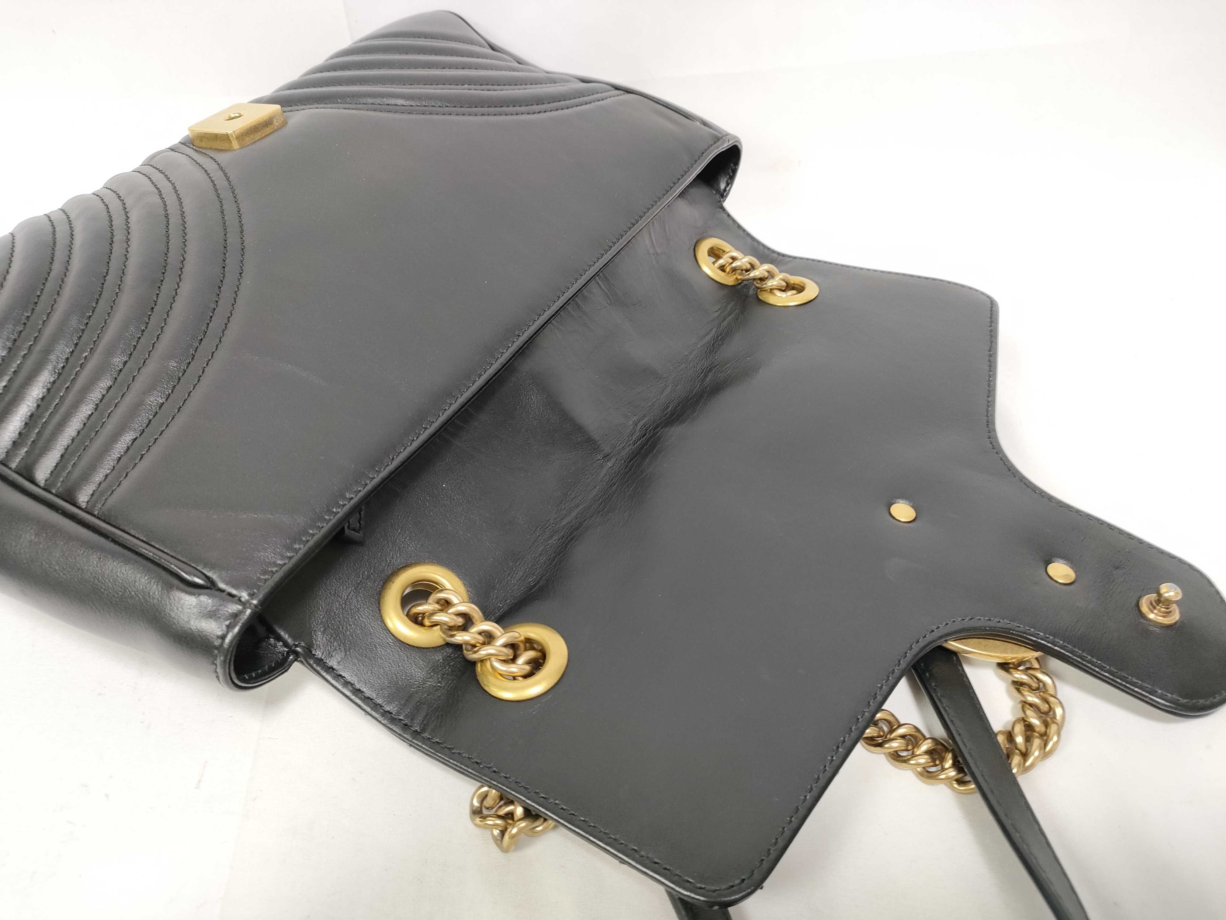ID- GG Marmont Cowskin Chain Shoulder Bag Black 443496 Shoulder Bag — view 10