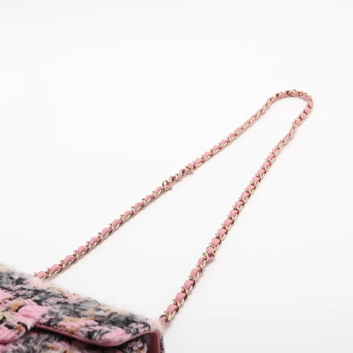 Mini Matelassé 20 Tweed Single Flap Single Chain Bag, Pink with Gold Hardware, P7KHHT91, Random Plate, A69900 — view 5