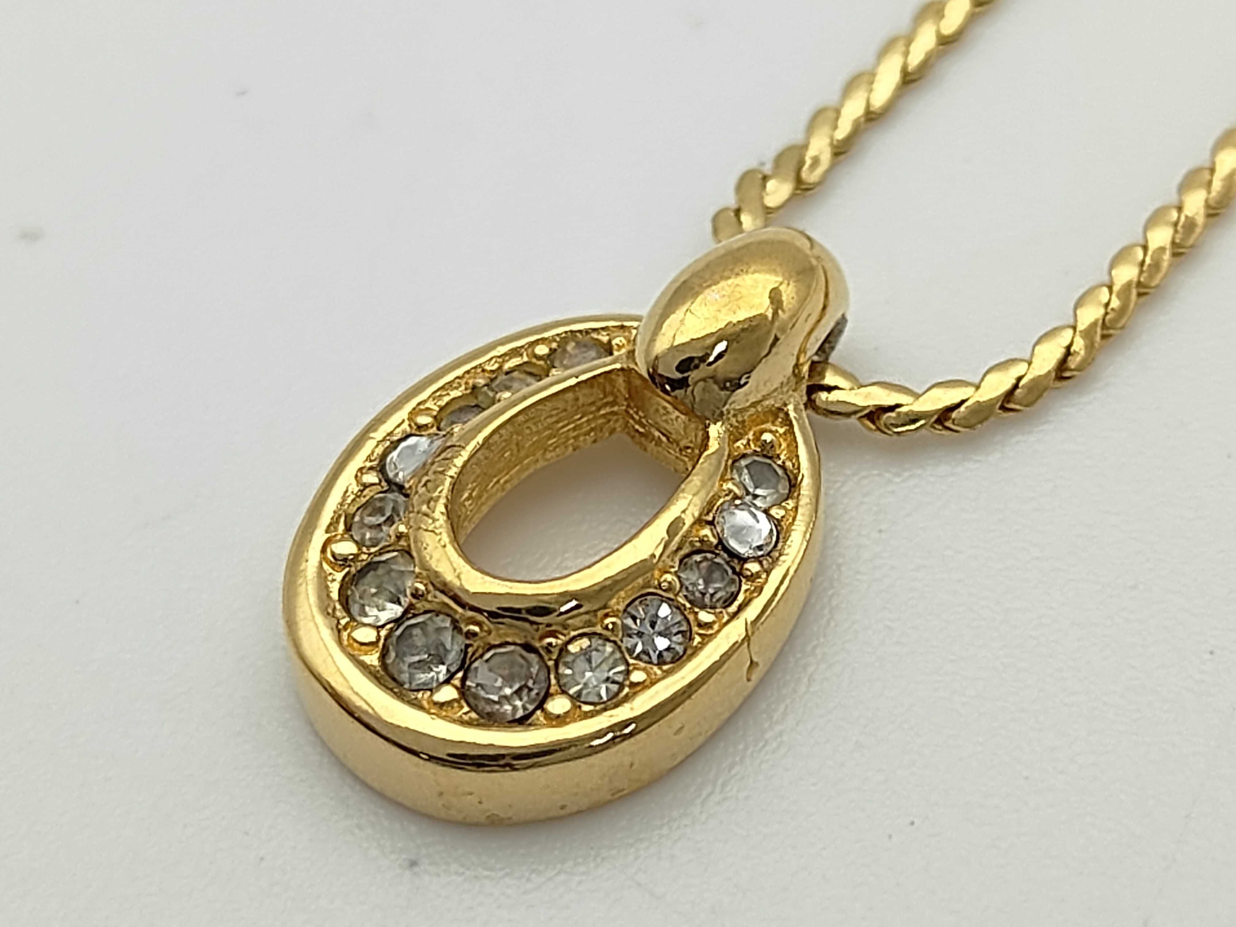 Christian Rhinestone Horseshoe Gold Necklace — view 3