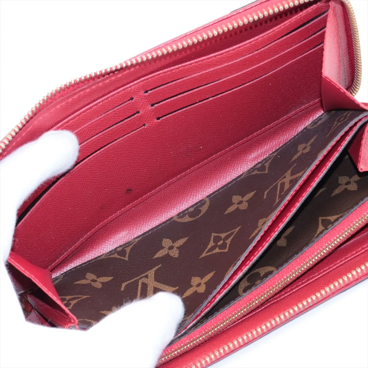 Monogram Zippy Wallet Retiro M61854 MI4128 Cerise Round Zip Wallet — view 5