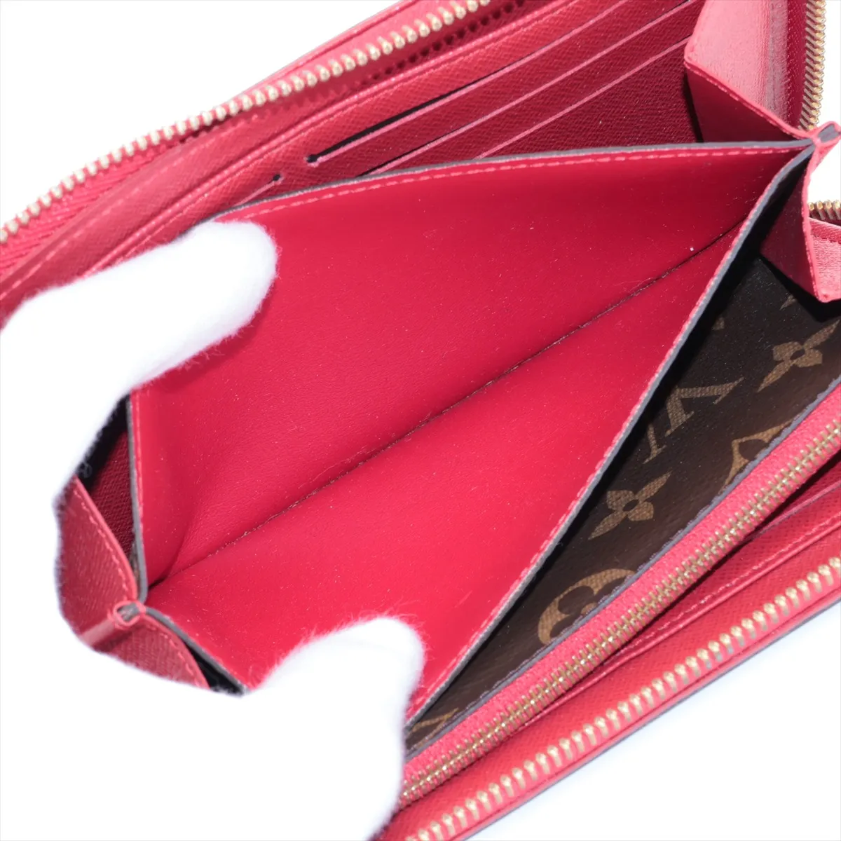 Monogram Zippy Wallet Retiro M61854 MI4128 Cerise Round Zip Wallet — view 6