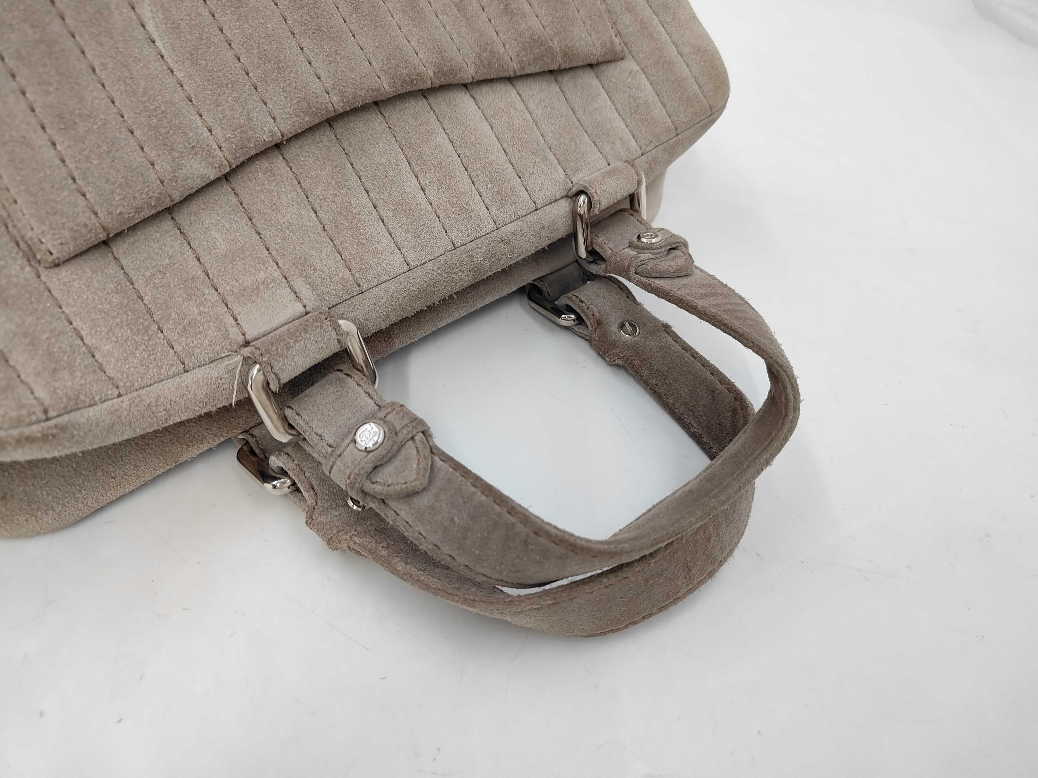 Mademoiselle Handbag, Suede, Gray, SS (Short Size) — view 3