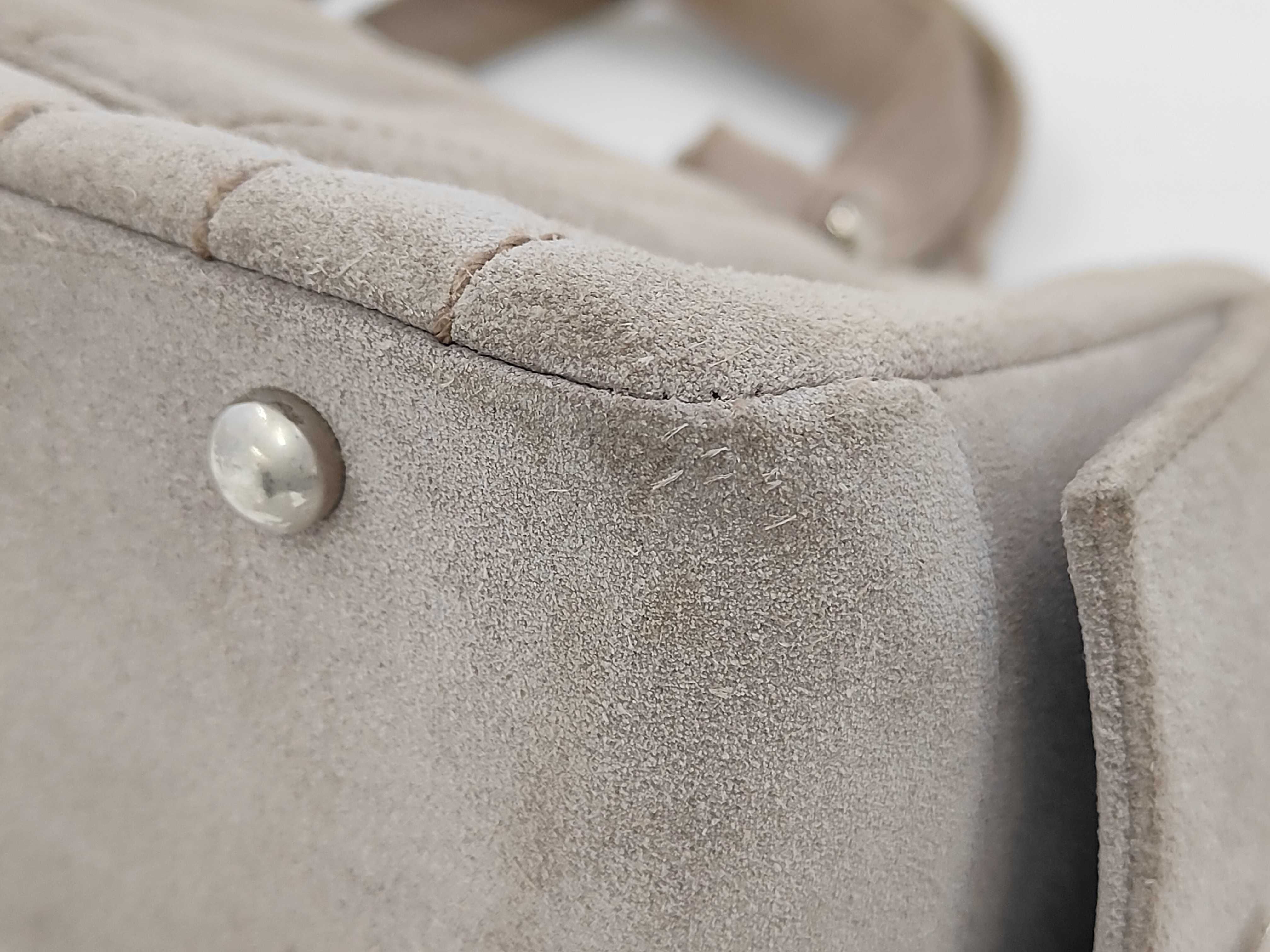 Mademoiselle Handbag, Suede, Gray, SS (Short Size) — view 7
