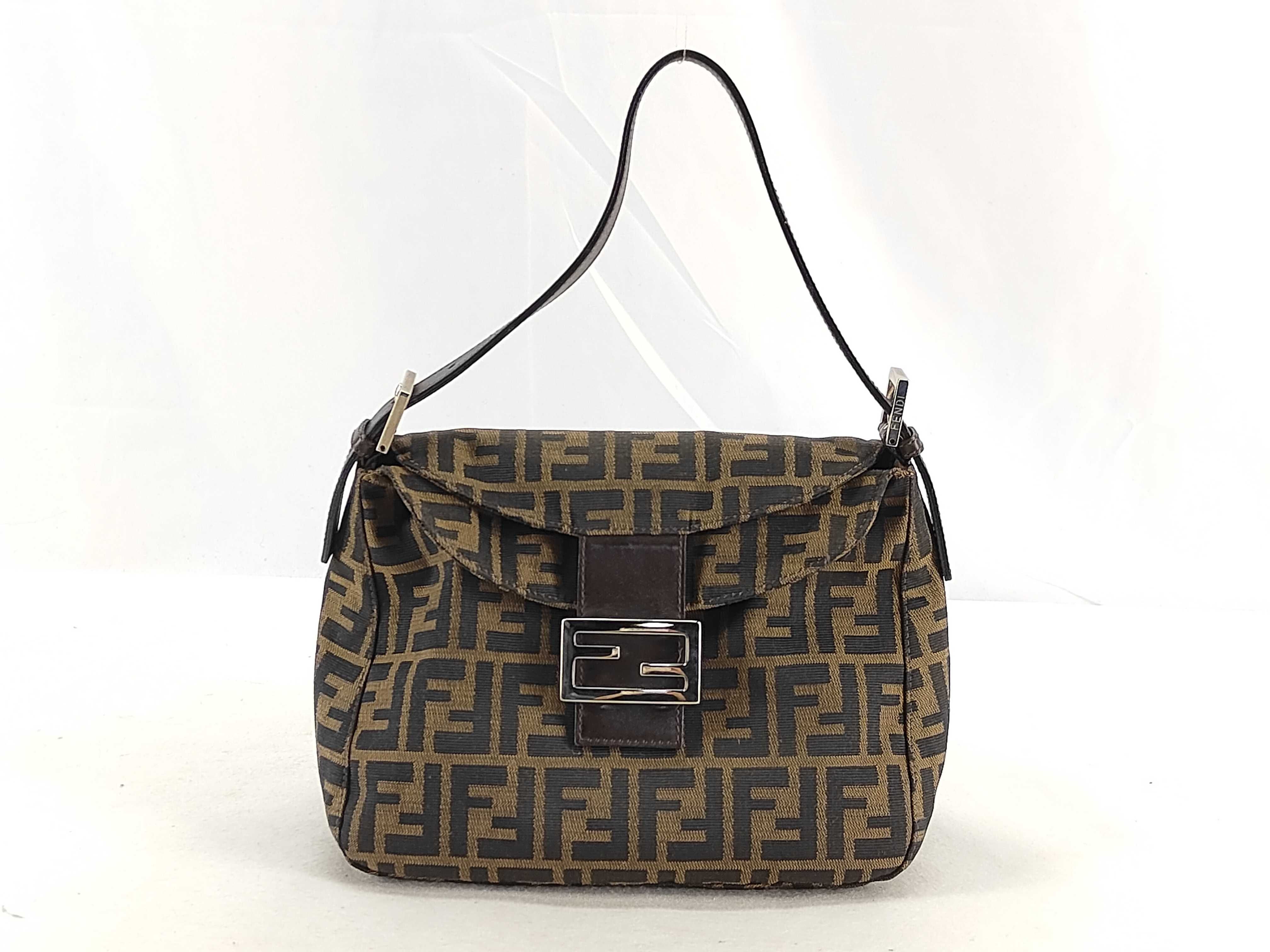 Zucca pattern Fendi Zucca 26426 Canvas x Leather Shoulder Bag Brown Shoulder Bag