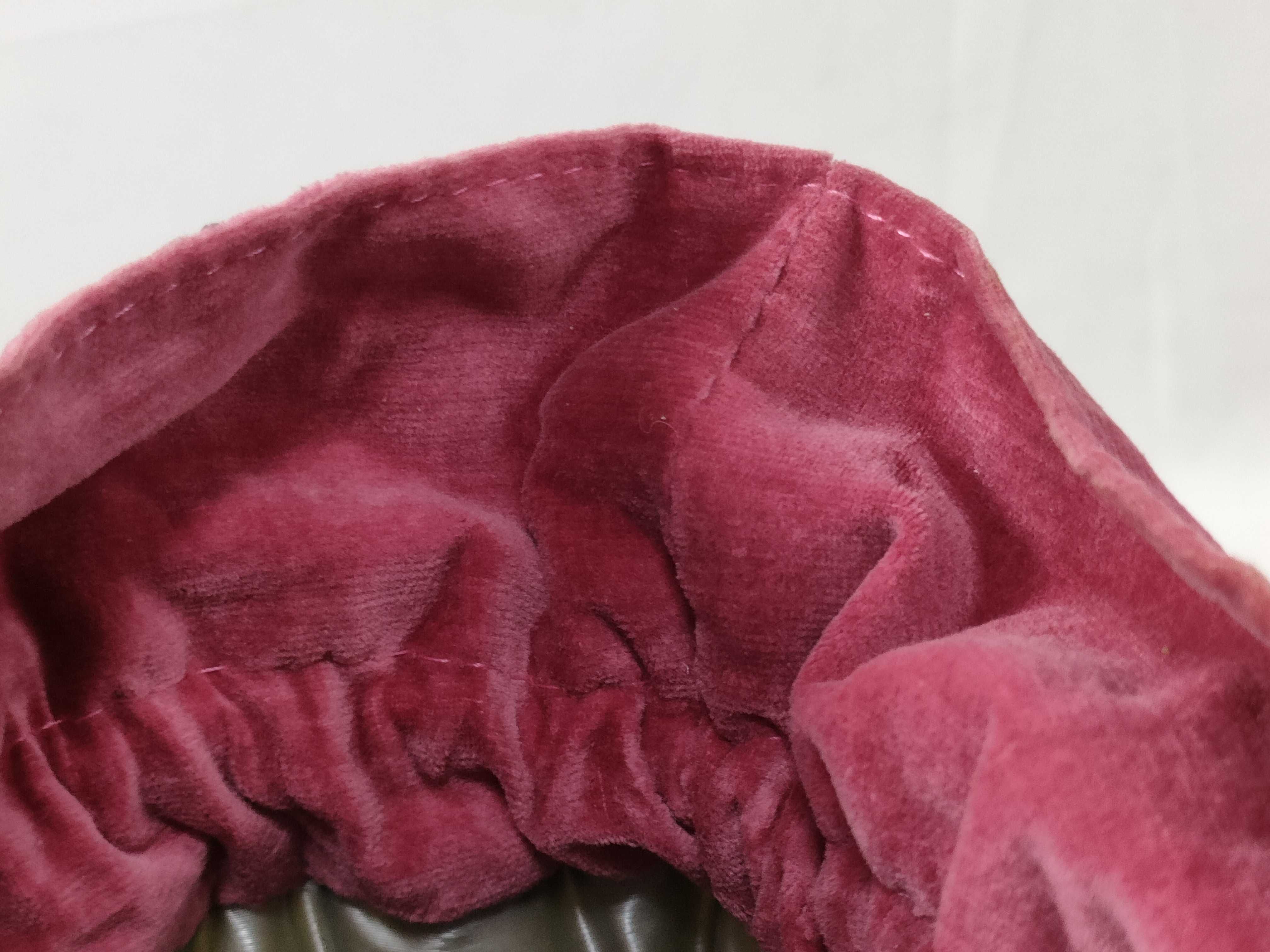 Velour Flower Motif Drawstring Bucket Pouch with Tag - Accessory Pouch — view 11
