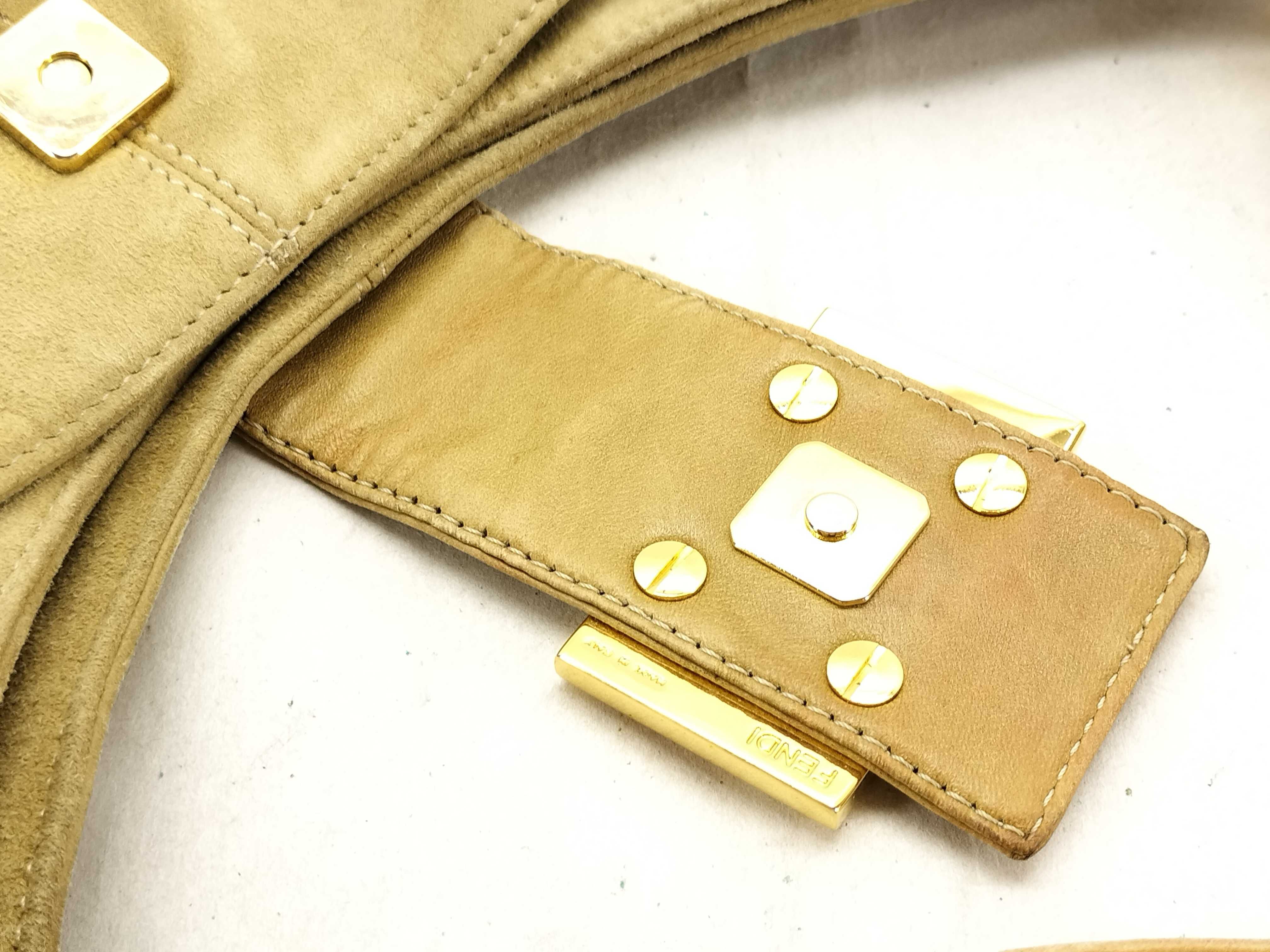 Mamma Bucket One-Shoulder Bag, Suede, 009 Beige Shoulder Bag — view 8