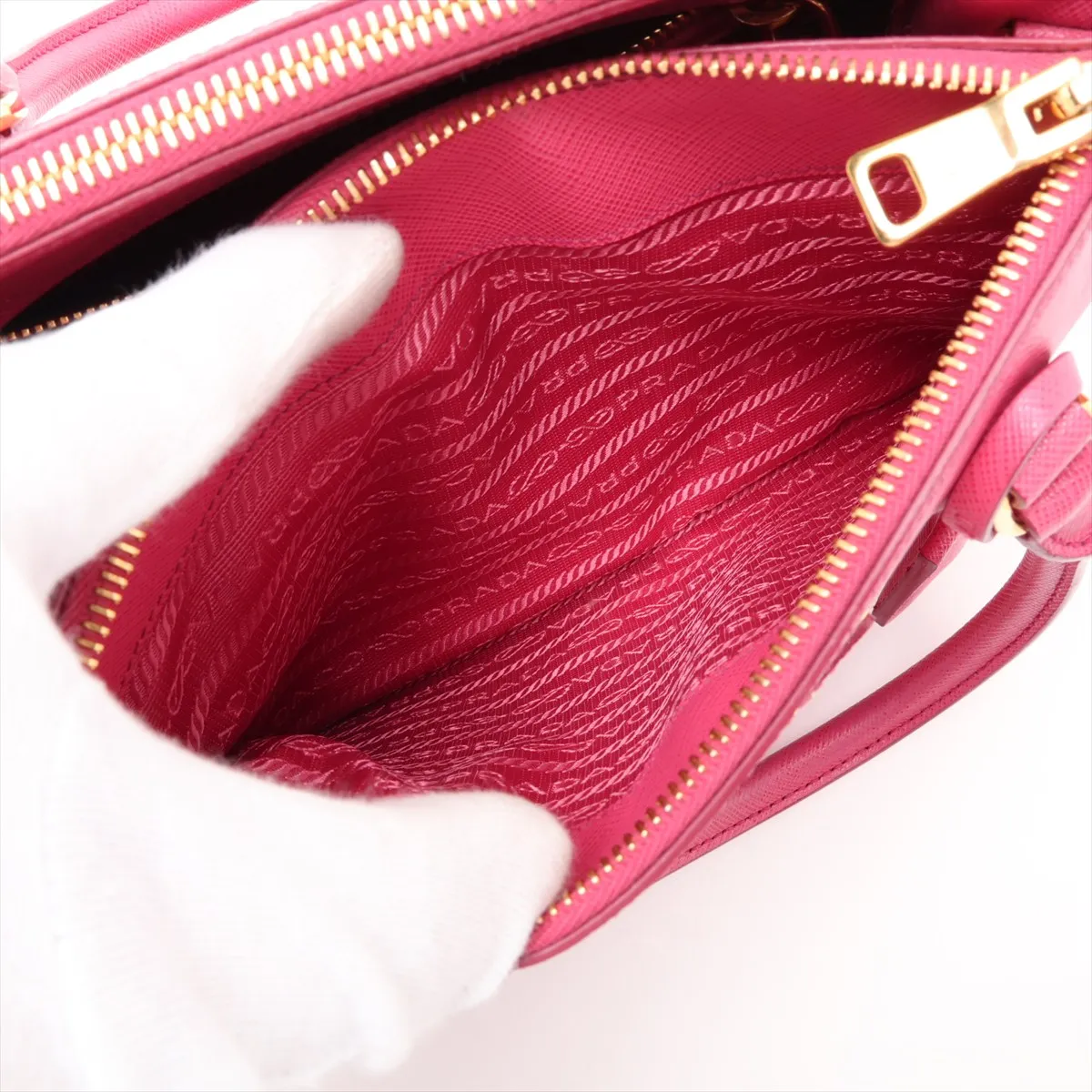 Saffiano Lux Galleria Leather 2-Way Handbag, Pink, 1BA896, Unsigned Guarantee Card — view 11