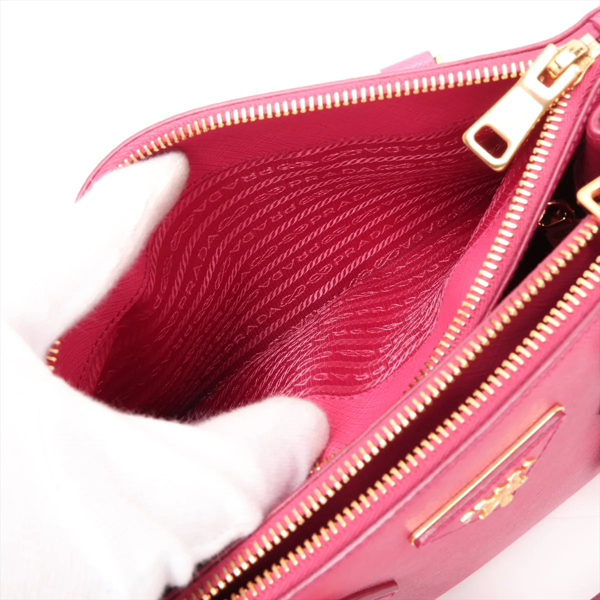 Saffiano Lux Galleria Leather 2-Way Handbag, Pink, 1BA896, Unsigned Guarantee Card — view 12