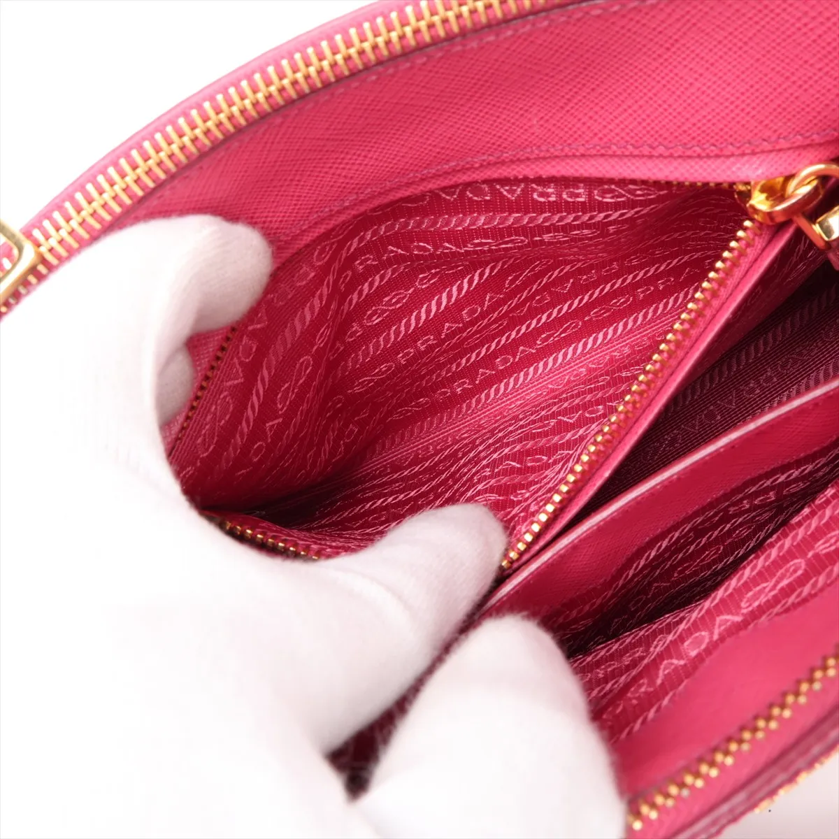 Saffiano Lux Galleria Leather 2-Way Handbag, Pink, 1BA896, Unsigned Guarantee Card — view 10