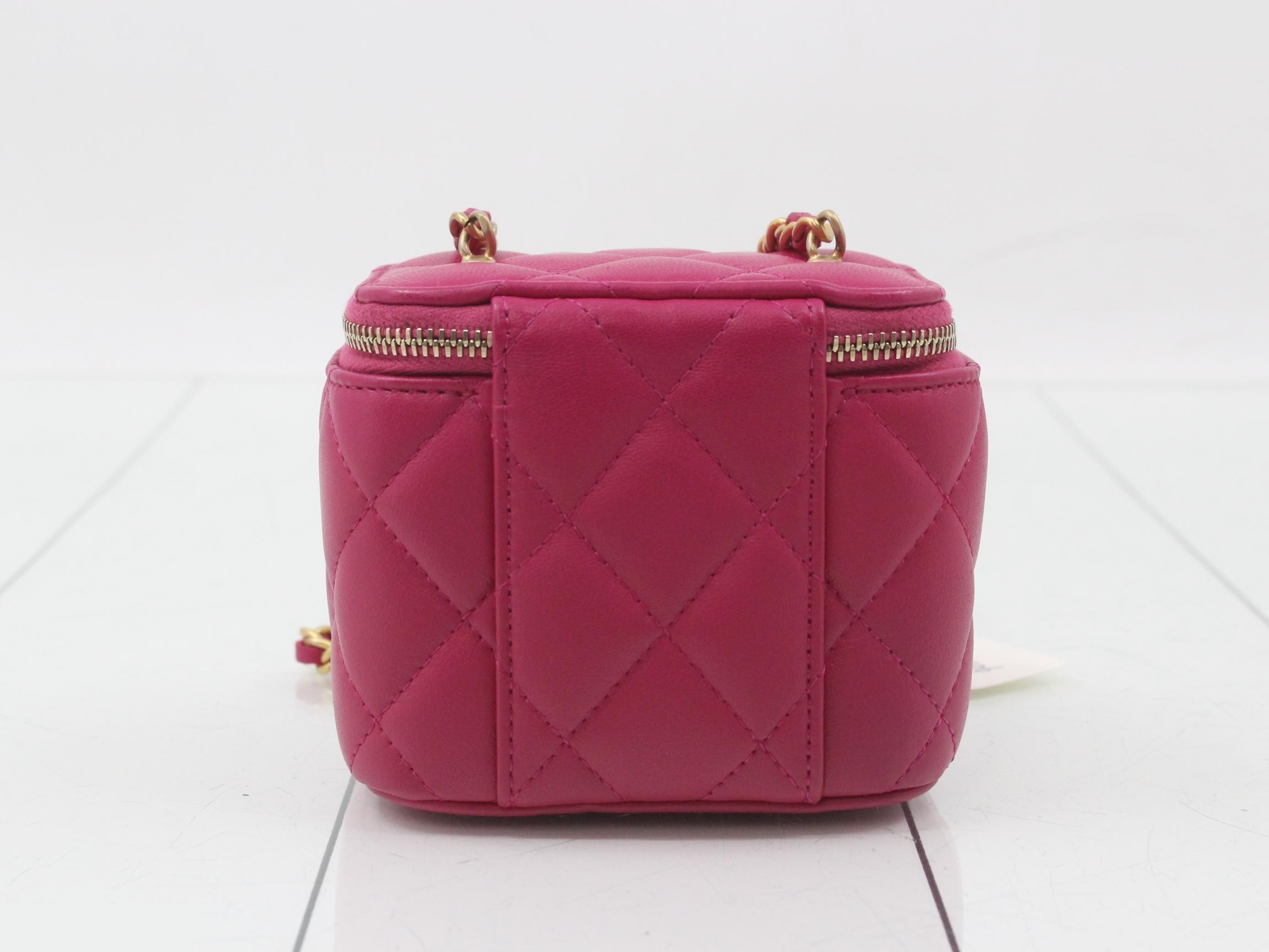 Matelassé Lambskin Coco Mark Coco Ball Vanity Chain Pouch — view 2