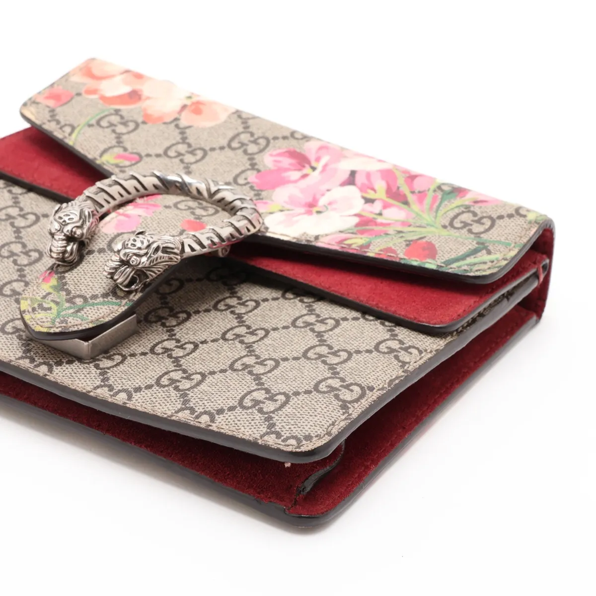 GG Blooms Dionysus PVC x Suede Chain Shoulder Bag Beige x Red 421970 — view 3