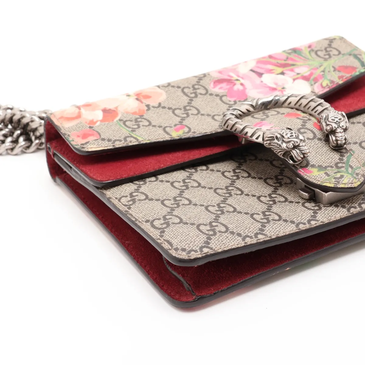 GG Blooms Dionysus PVC x Suede Chain Shoulder Bag Beige x Red 421970 — view 4