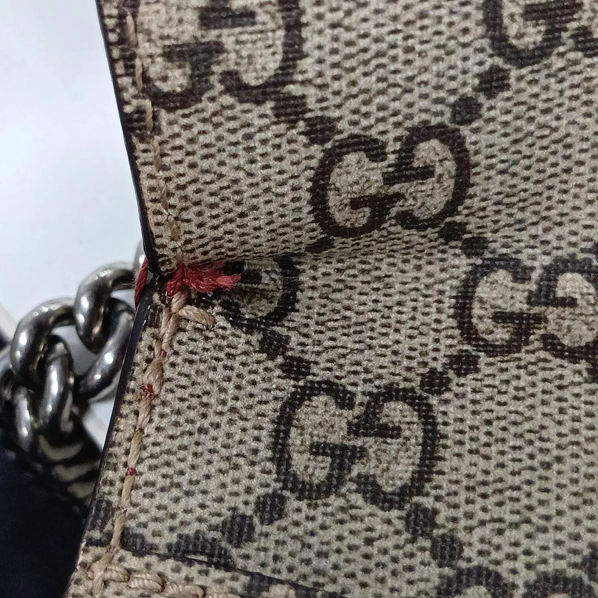 GG Blooms Dionysus PVC x Suede Chain Shoulder Bag Beige x Red 421970 — view 10