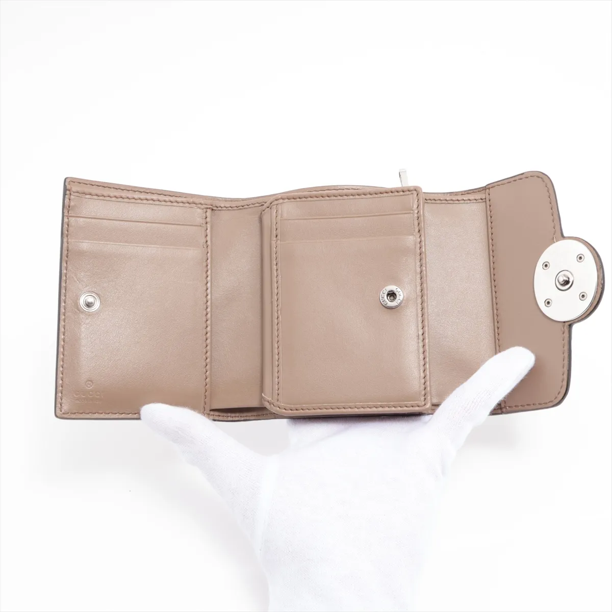 GG Supreme Double G 760197 PVC x Leather Compact Wallet Brown — view 4