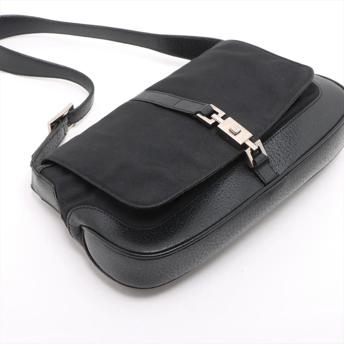 Jackie Canvas x Leather Shoulder Bag Black 001 3824 — view 4
