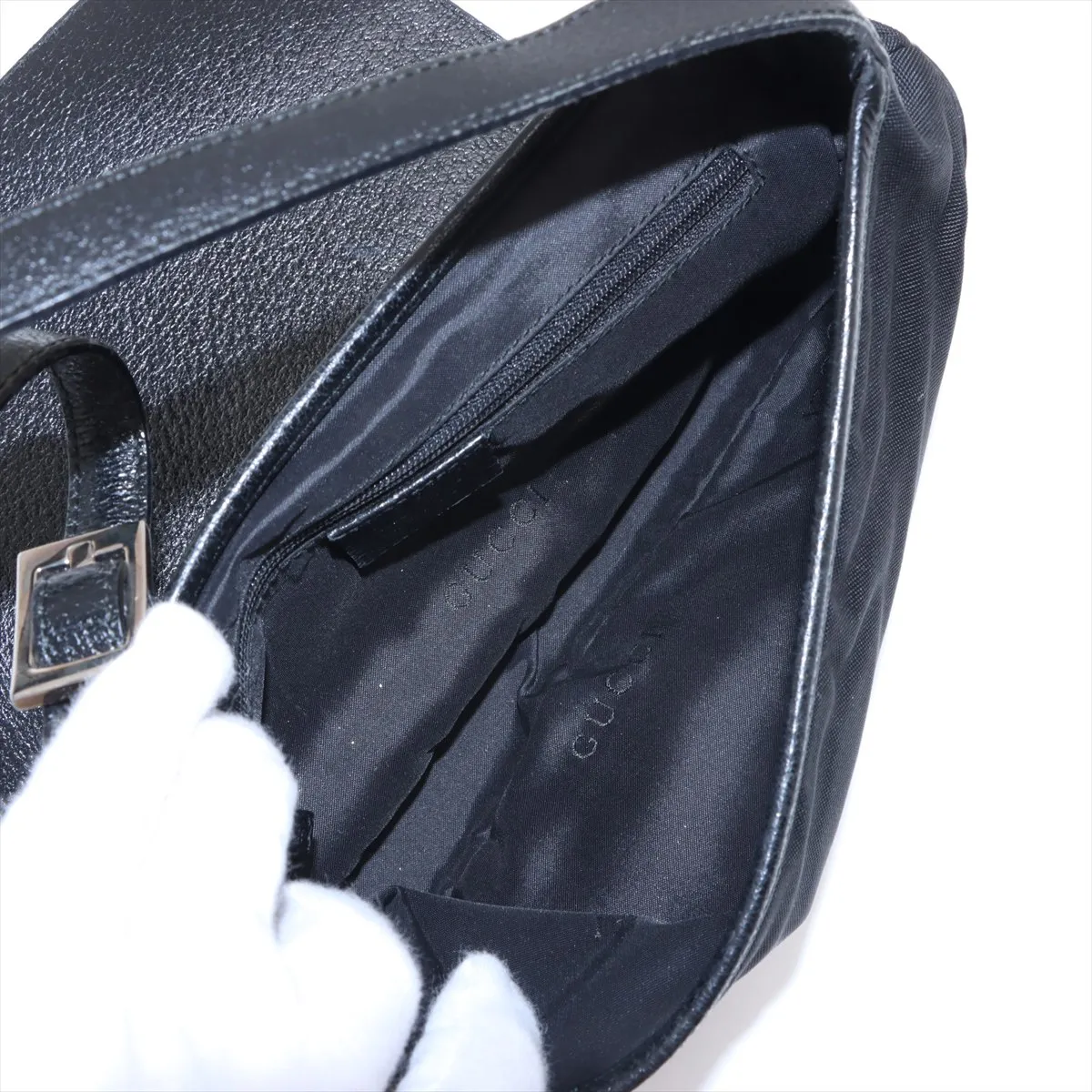 Jackie Canvas x Leather Shoulder Bag Black 001 3824 — view 7